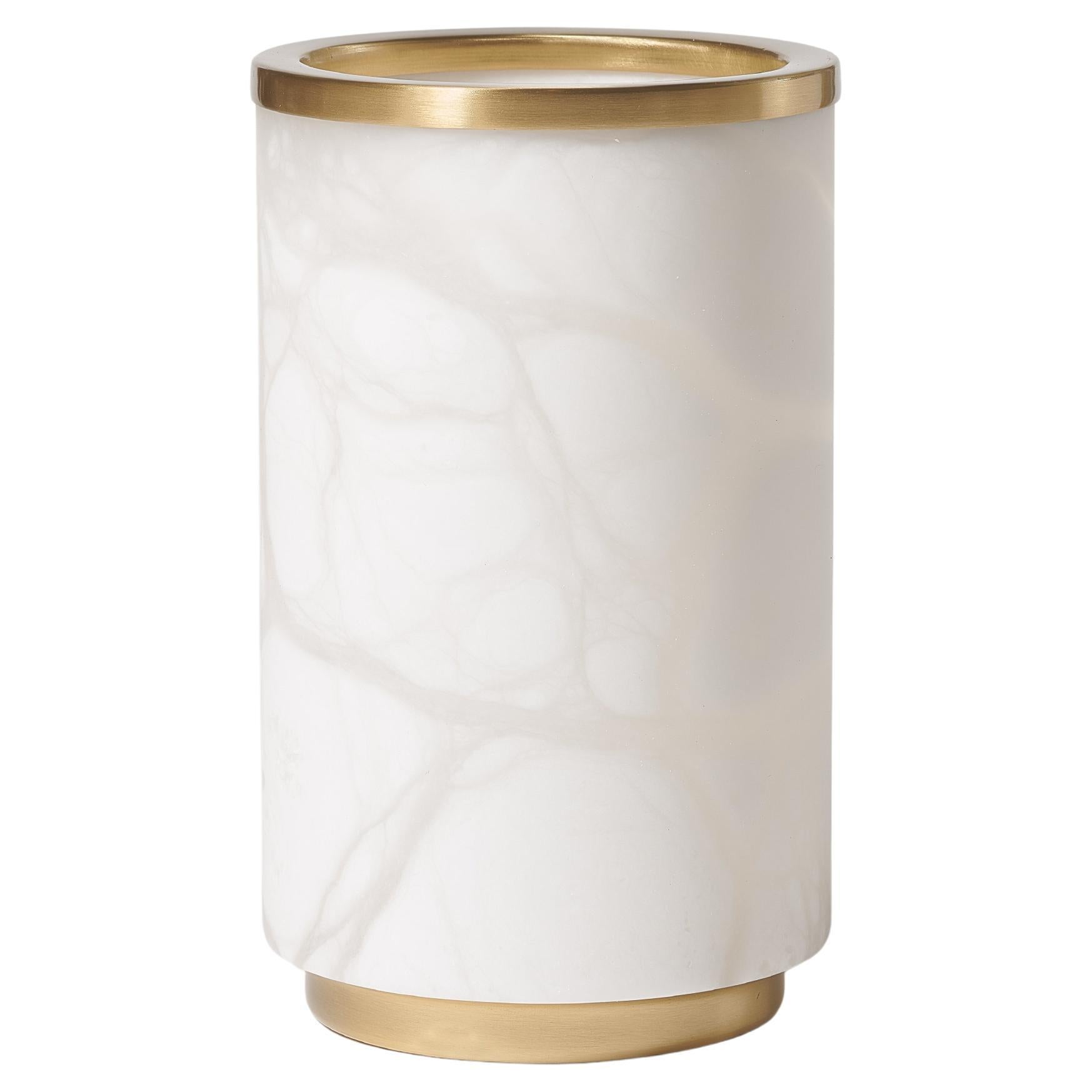 Bespoke Italian Vase "Borealis," in white alabaster