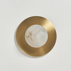 Bespoke Italian wall sconce "Mini Moon" in alabaster and satin brass