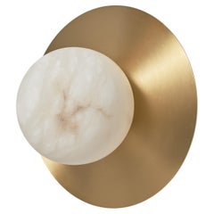 Bespoke Italian wall sconce "Mini Moon" in alabaster and satin brass