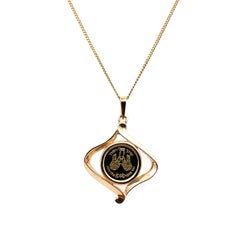 Bespoke Jewish coin pendant necklace yellow gold