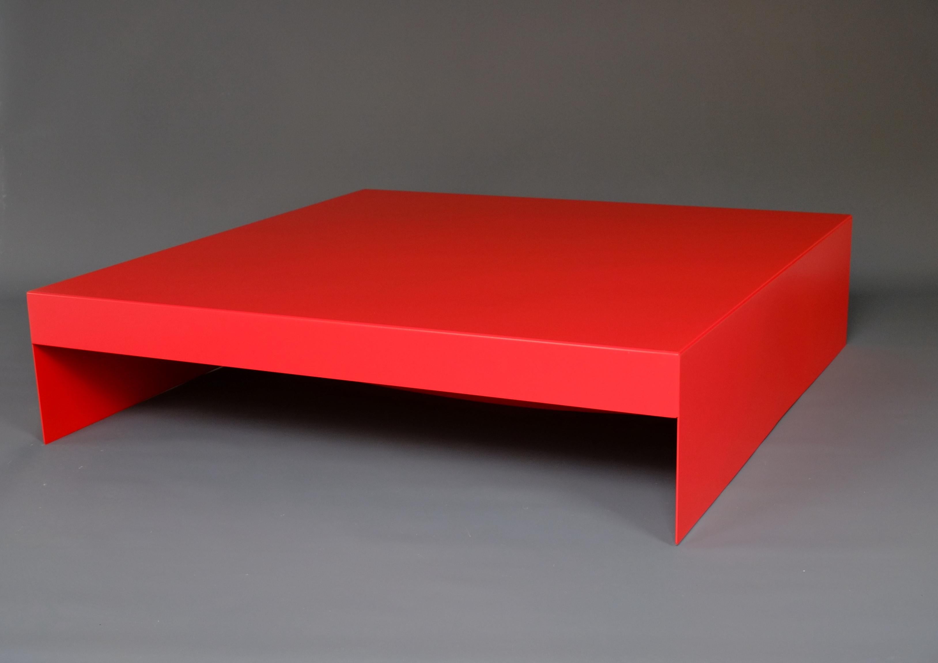Powder-Coated Bespoke Large Square Single Form Coffee Table in Aluminium - Customisable For Sale