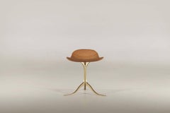 Bespoke Leather Chair with Hand-Cast Brass Base, by P. Tendercool