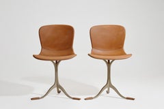 Bespoke Leather Chair, Marron Glacé with Hand-Cast Brass Base, by P. Tendercool