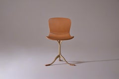 Bespoke Leather Chair, Marron Glacé with Hand-Cast Brass Base, by P. Tendercool