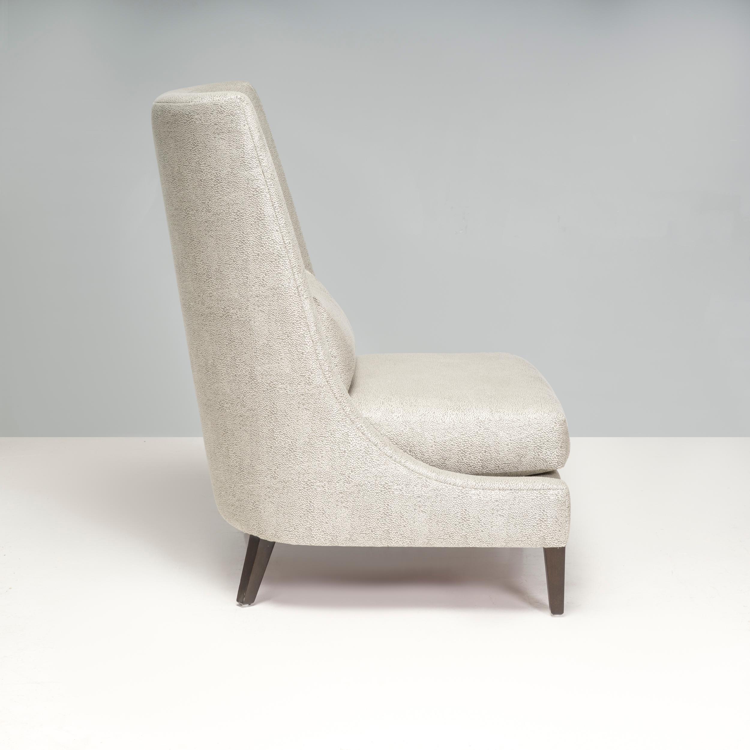 British Bespoke Light Grey High Back Armchair For Sale