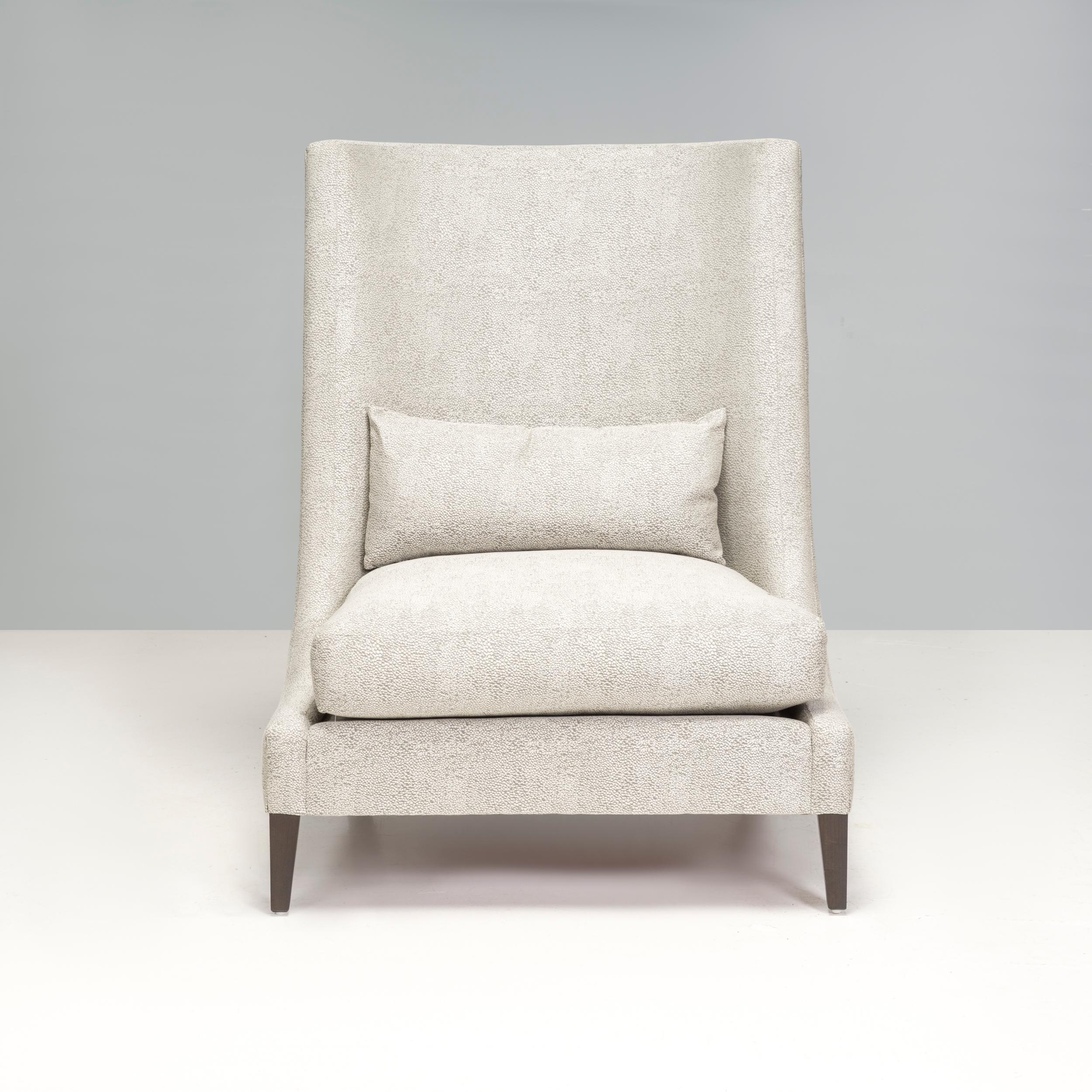 Contemporary Bespoke Light Grey High Back Armchair For Sale
