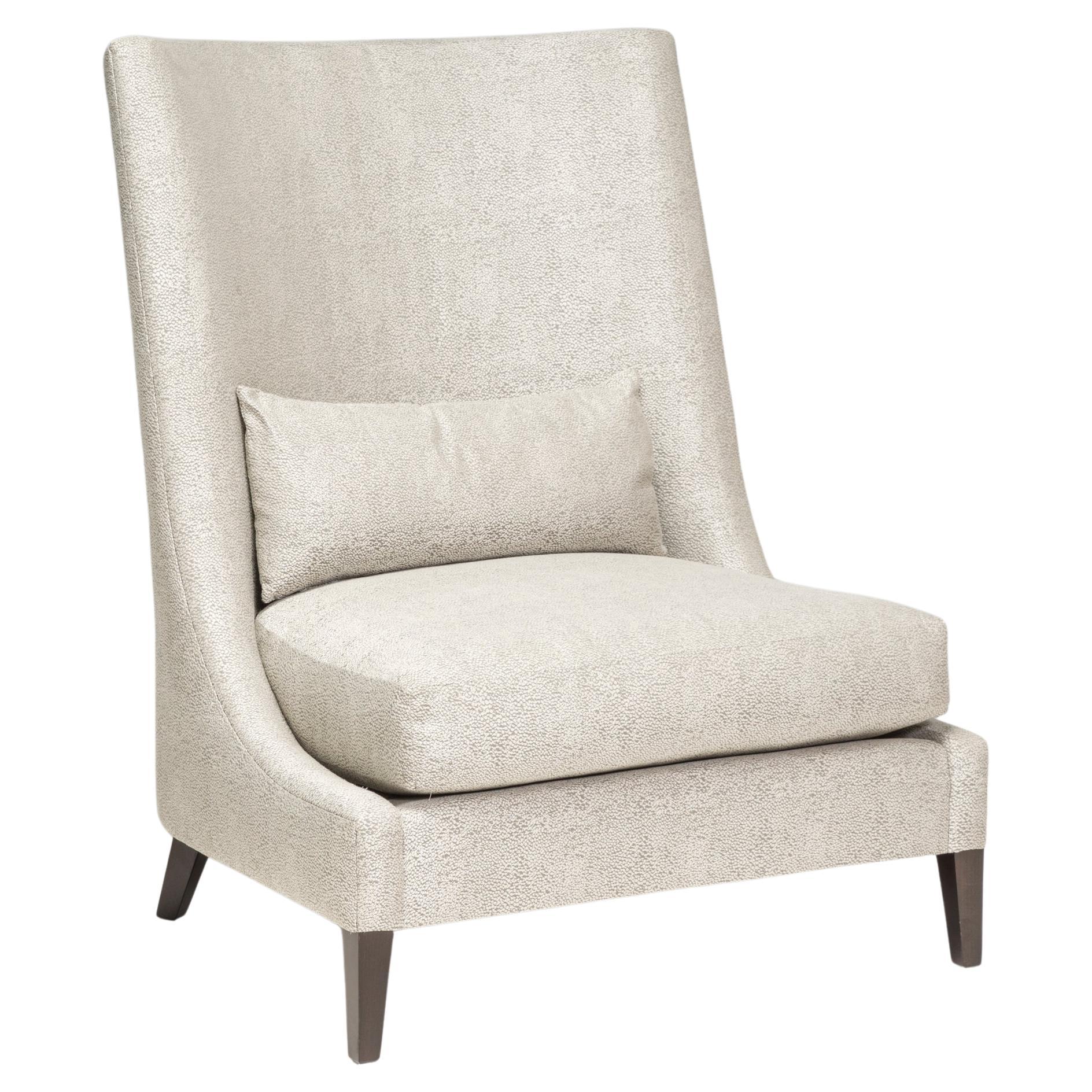 Bespoke Light Grey High Back Armchair For Sale