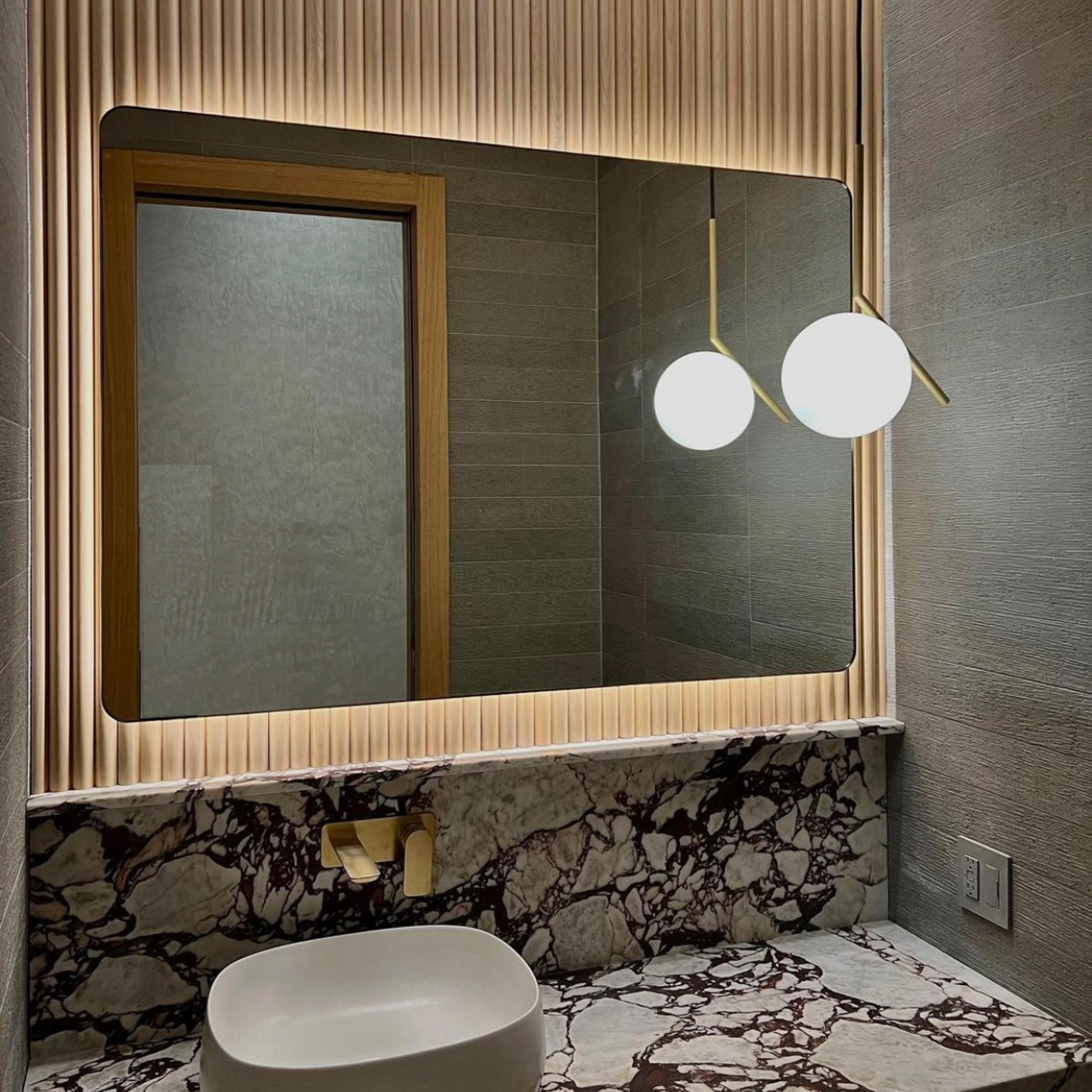 British Bespoke Listing for Shirin Wall Hanging Quadris Mirror Front - Back Illumination For Sale