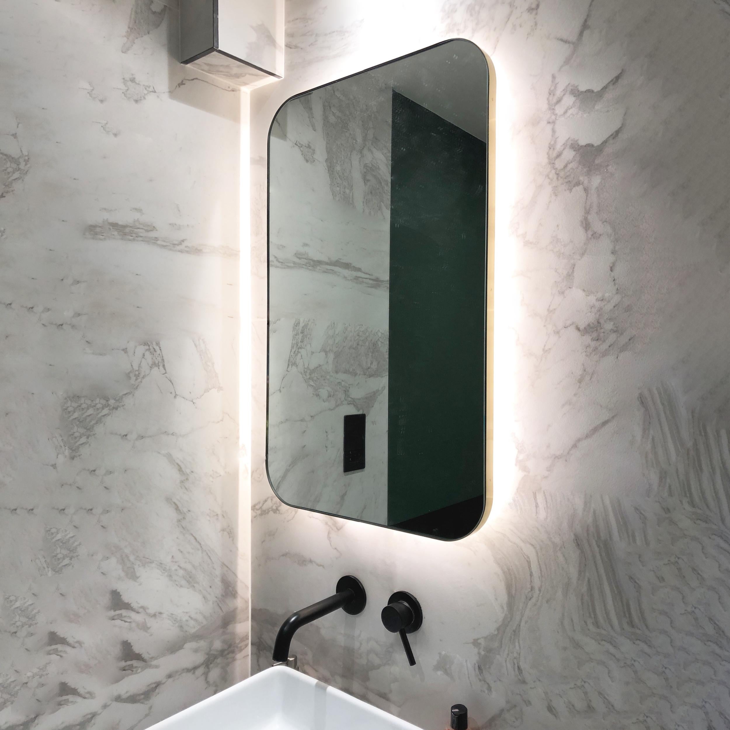 Brushed Bespoke Listing for Shirin Wall Hanging Quadris Mirror Front - Back Illumination For Sale