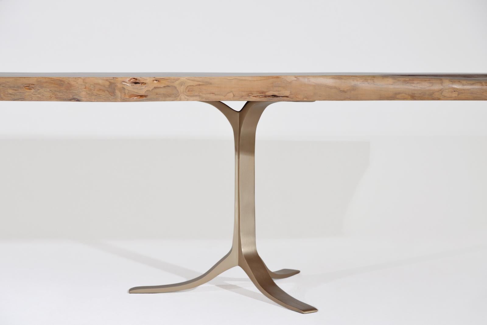 Bespoke Live Edge Grand Dining Table, Sand Cast Brass Base, by P. Tendercool For Sale 7