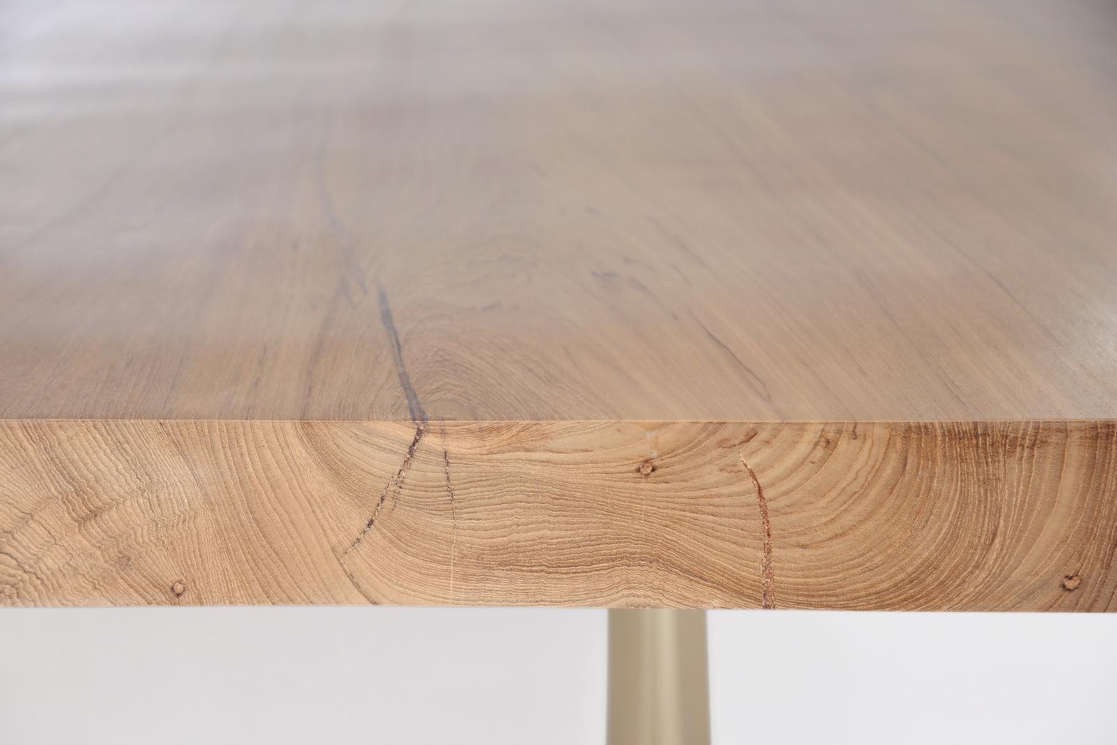 Bespoke Live Edge Grand Dining Table, Sand Cast Brass Base, by P. Tendercool For Sale 12