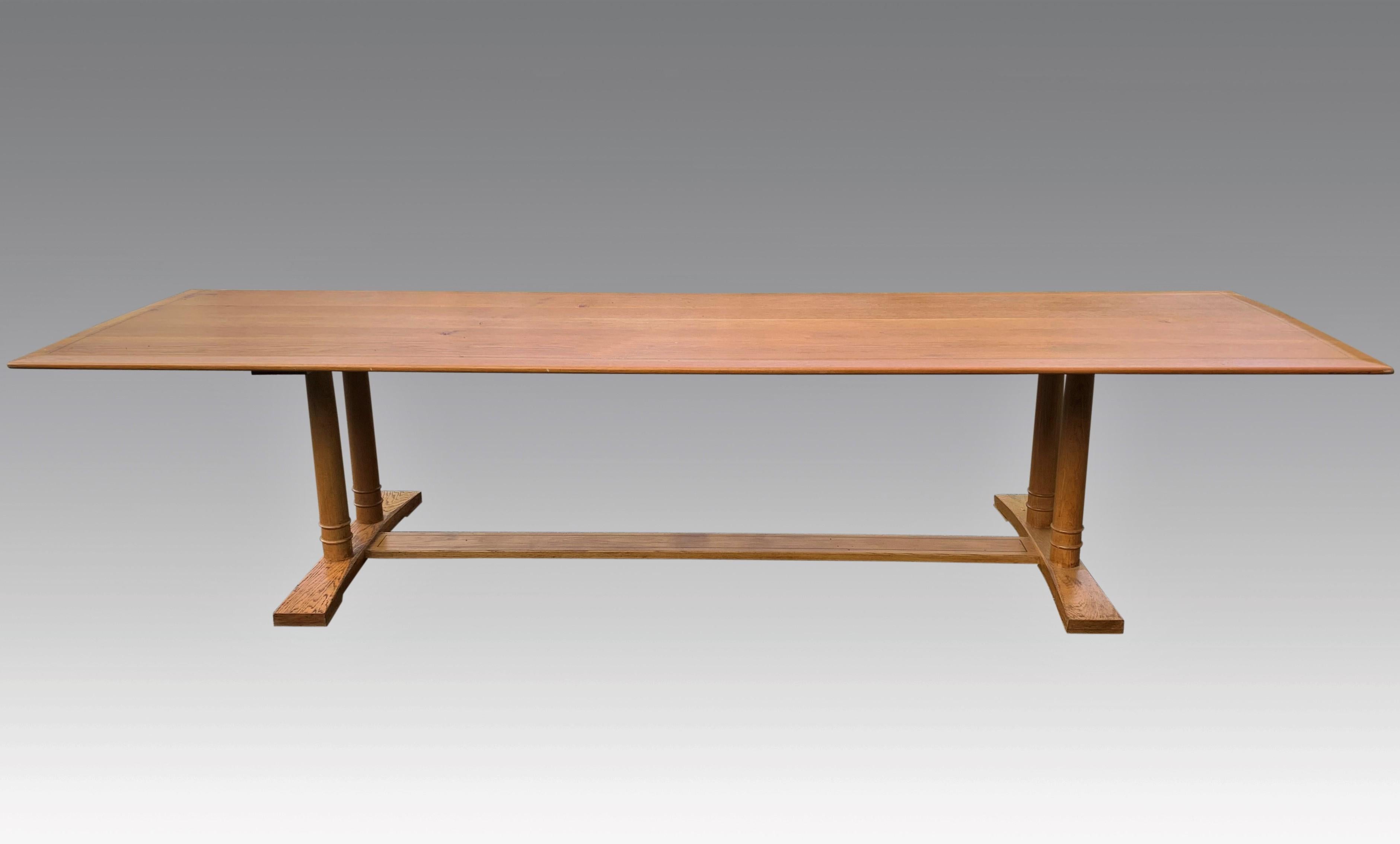 A unique 3.35 metre long conference or dining table by Luke Hughes. This table was specially commissioned for a friend of the family to use as a 12-14 seater dining table for a beultiful, grade 1 listed period property in the Sussex countryside. it