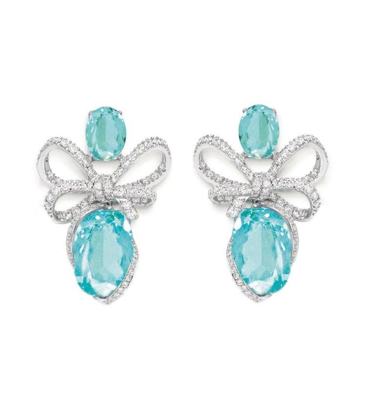 Bespoke Lyla's Bow Brazilian Paraiba Earrings- For Private Client In New Condition In Mayfair, London, GB