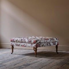 Bespoke made square country house footstool in Pierre Frey