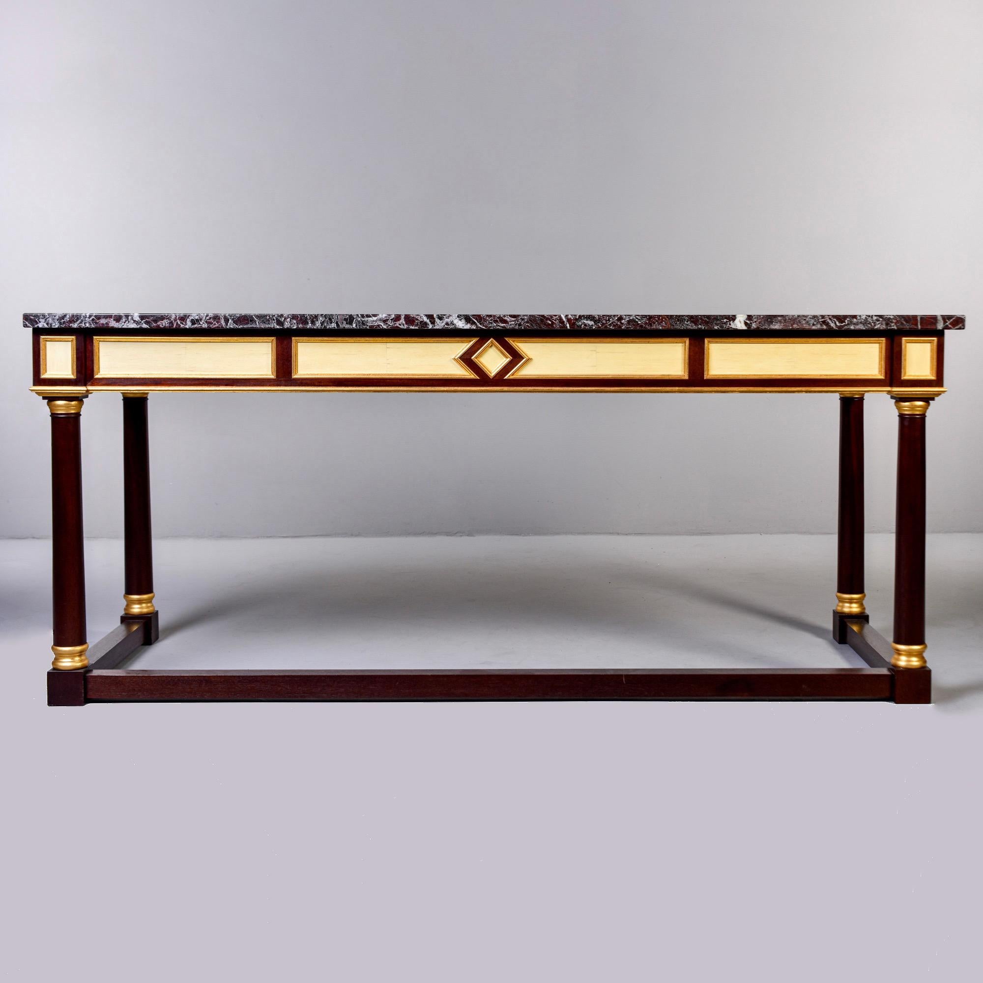 Bespoke Mahogany Neoclassical Style Console or Desk with Marble Top and Drawer 6