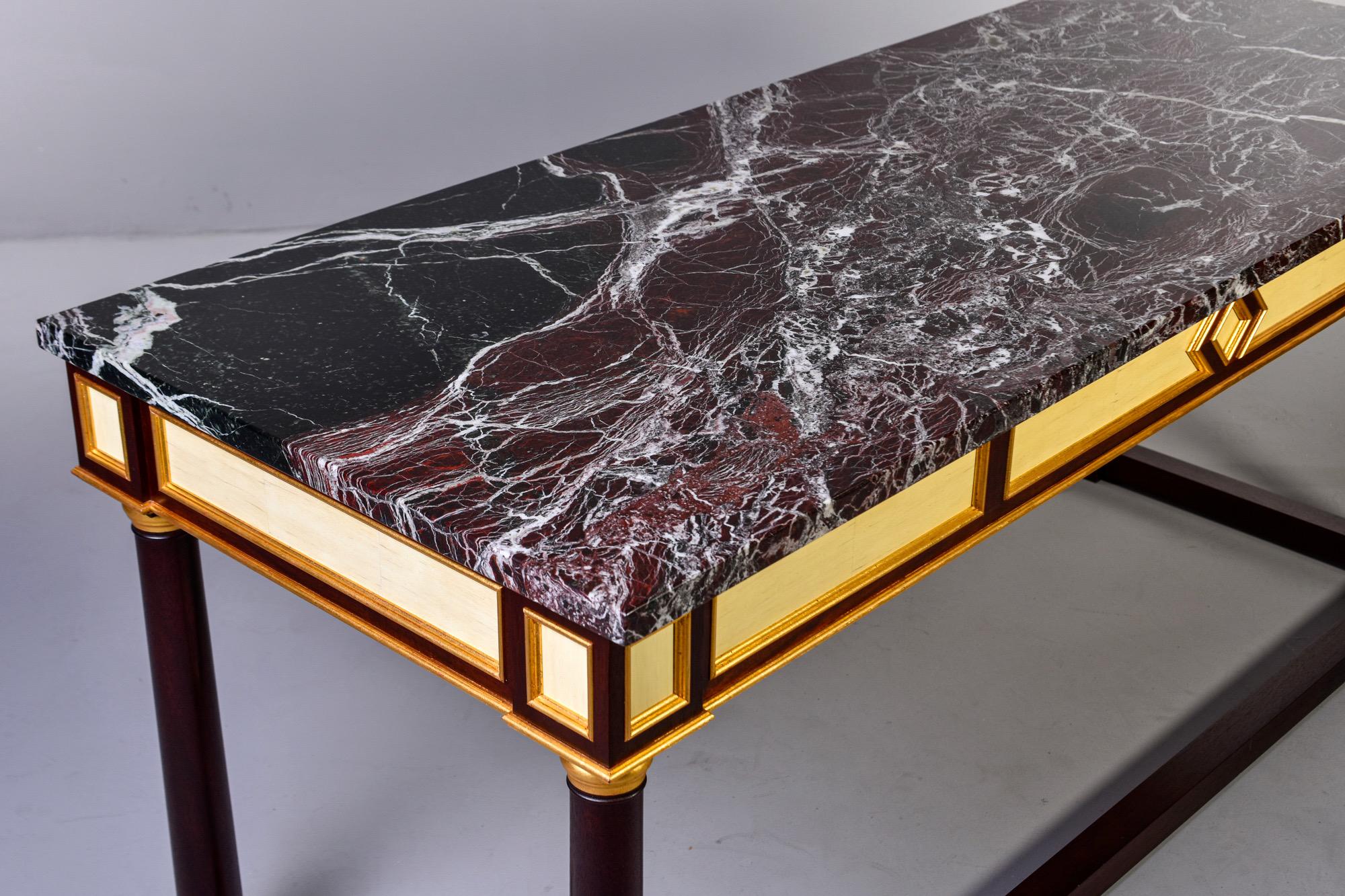 Bespoke Mahogany Neoclassical Style Console or Desk with Marble Top and Drawer 7
