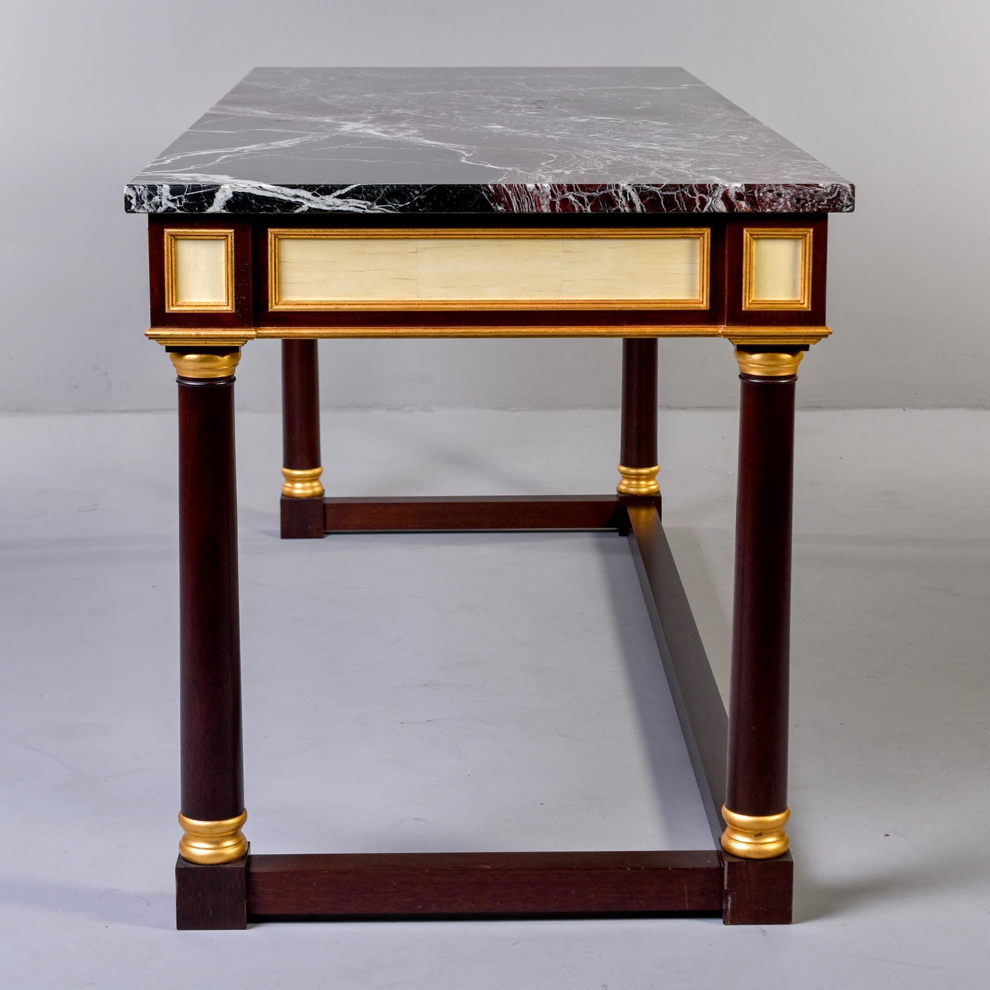 Bespoke Mahogany Neoclassical Style Console or Desk with Marble Top and Drawer 8