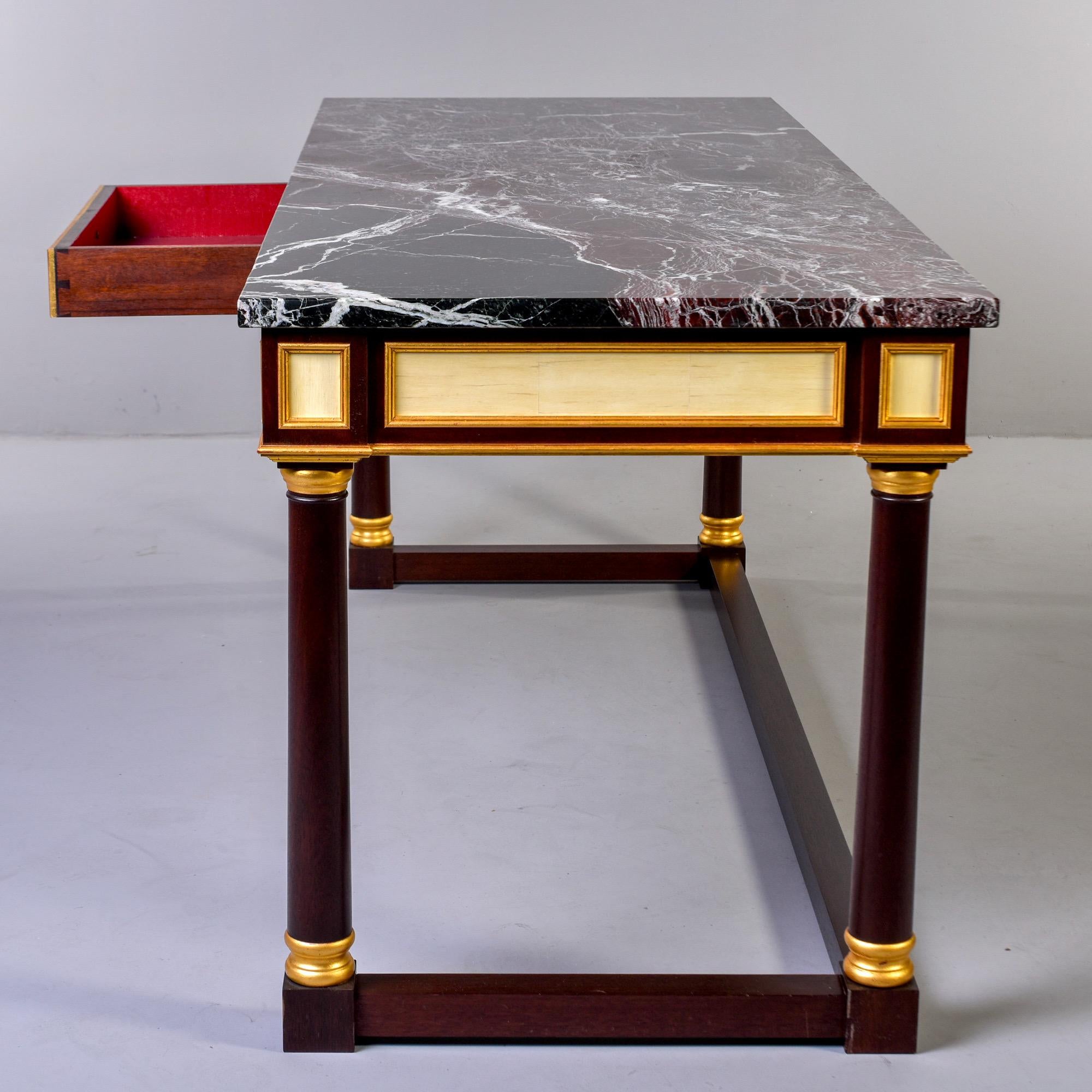 Bespoke Mahogany Neoclassical Style Console or Desk with Marble Top and Drawer 9