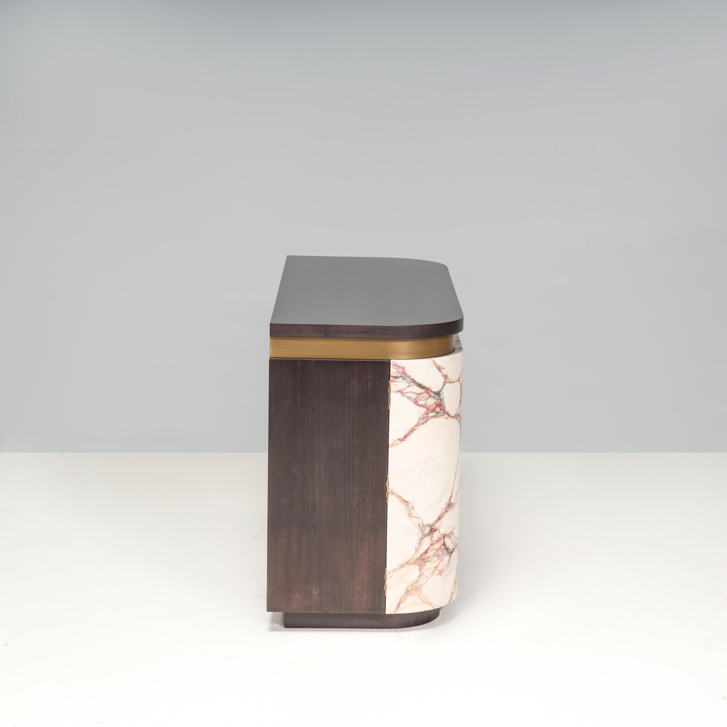 British Bespoke Marble Effect Wood Sideboard  For Sale