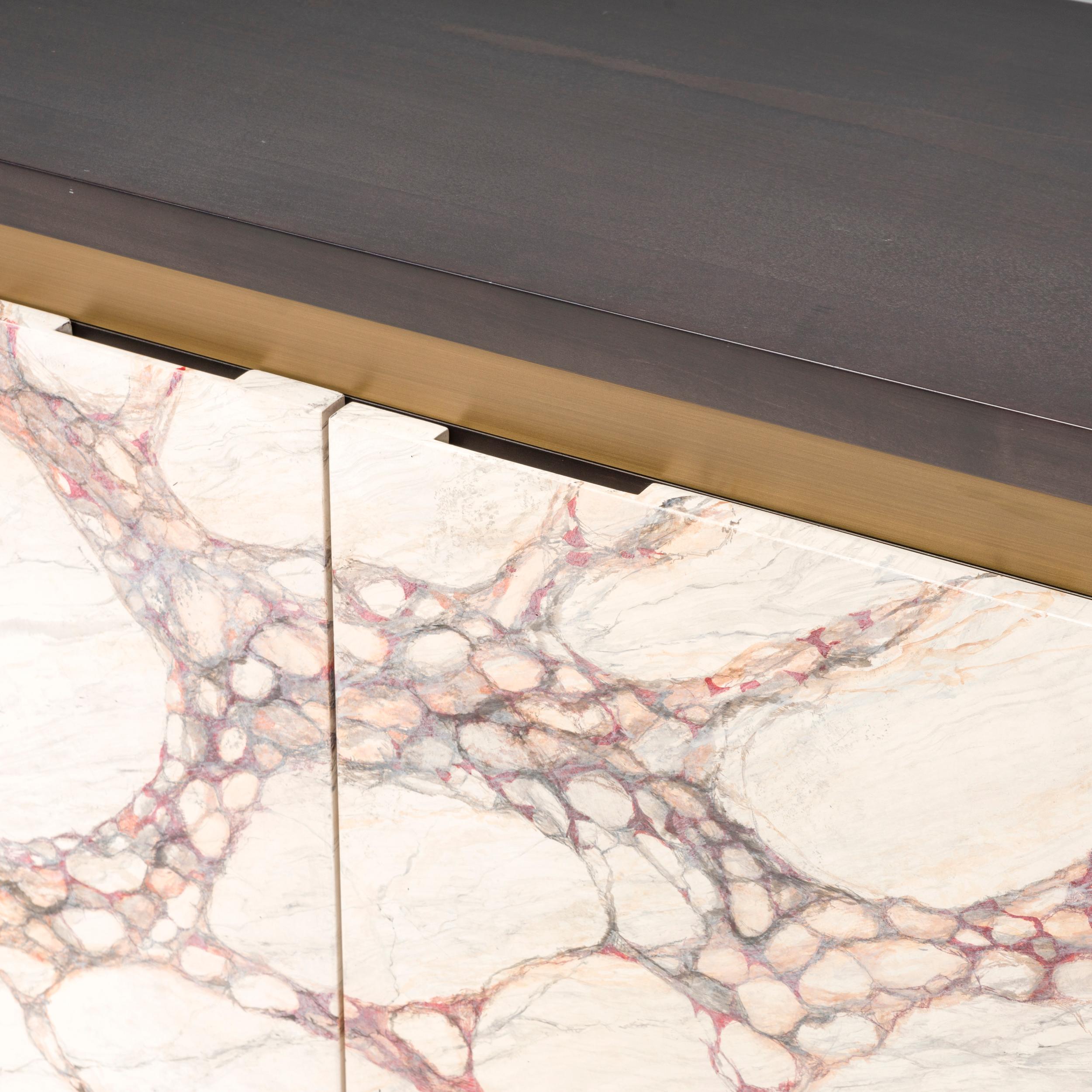 Bespoke Marble Effect Wood Sideboard  For Sale 2