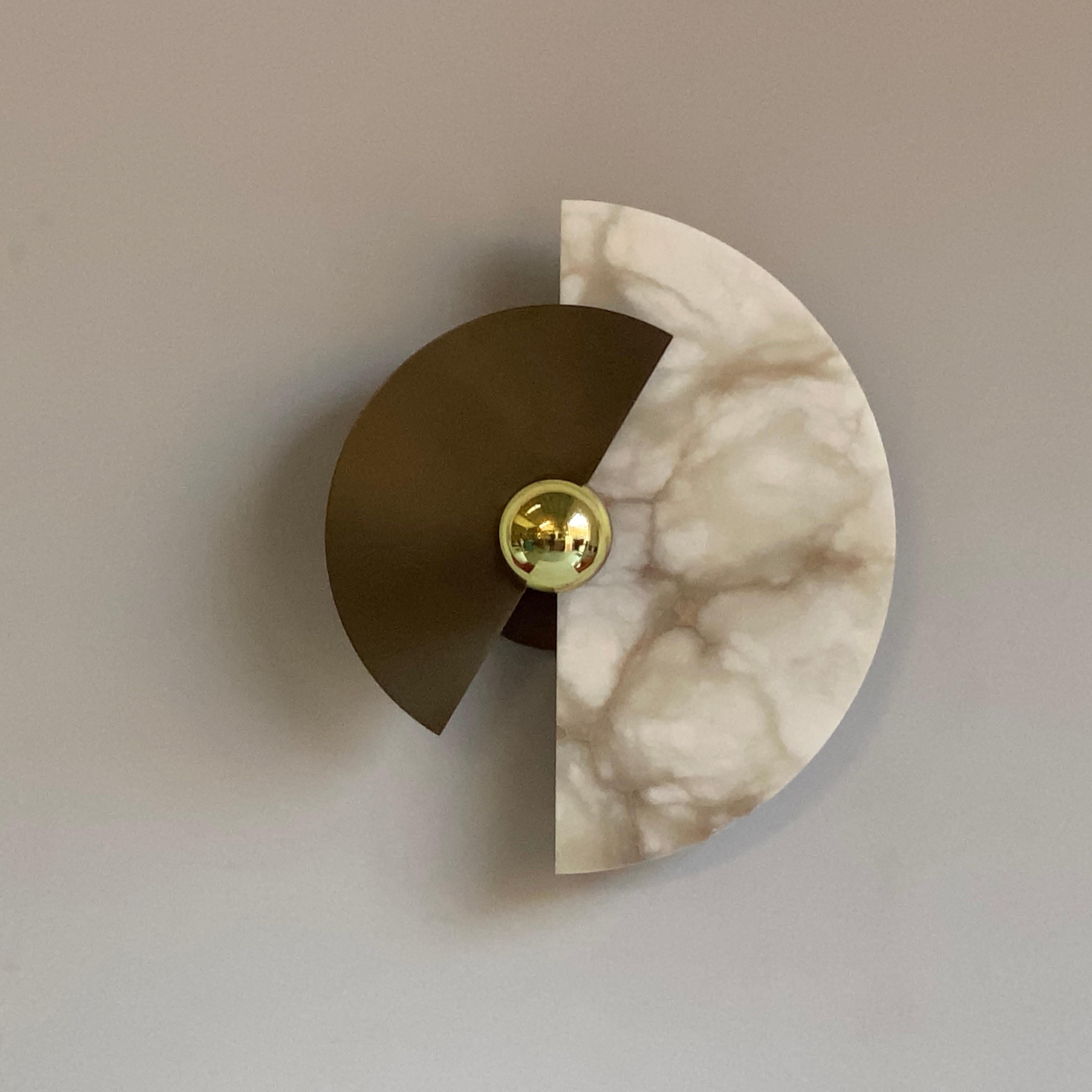 Bespoke Matlight Art Deco Style Half Moon Rotating Bronzed Sconce in Alabaster 10