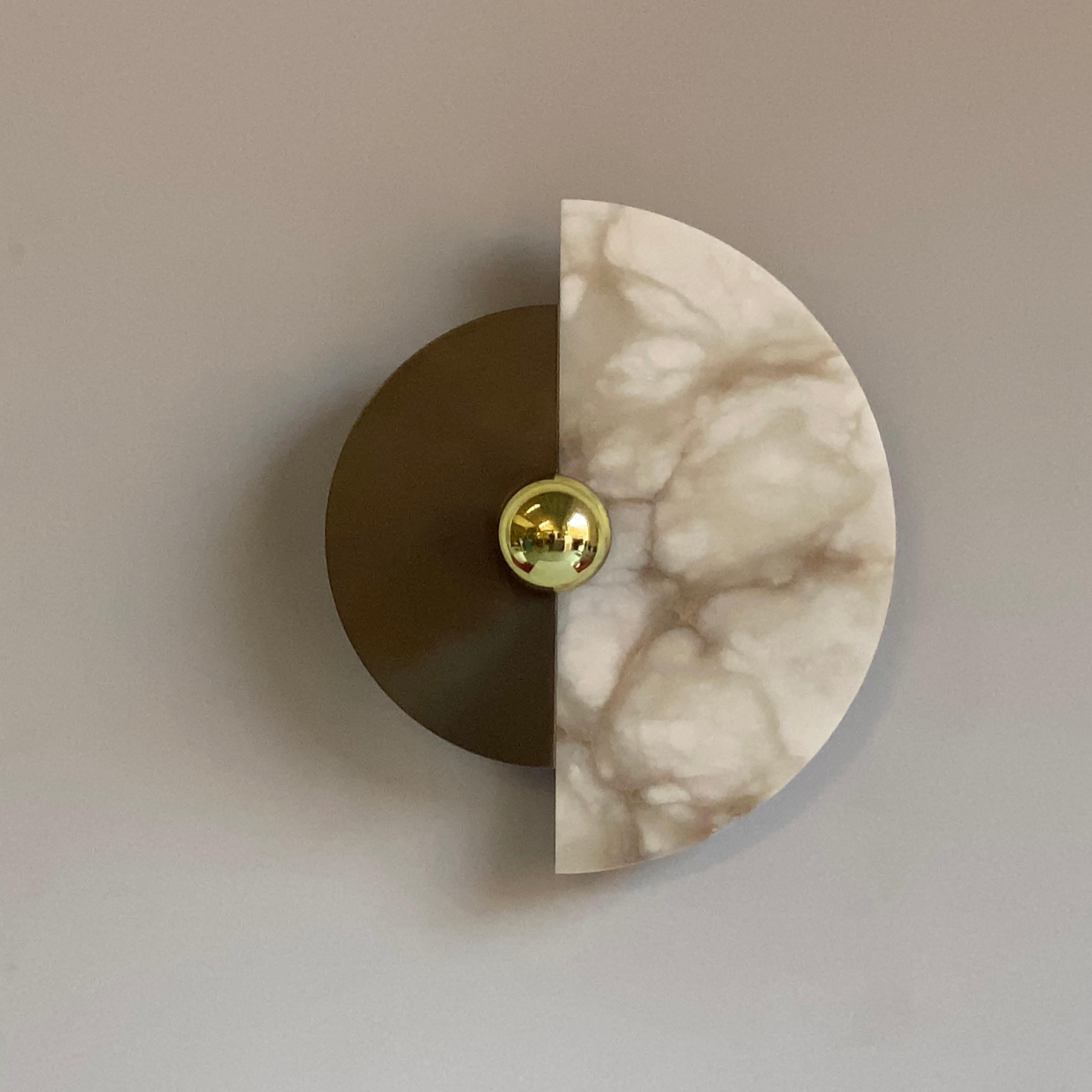 Bespoke Matlight Art Deco Style Half Moon Rotating Bronzed Sconce in Alabaster 11