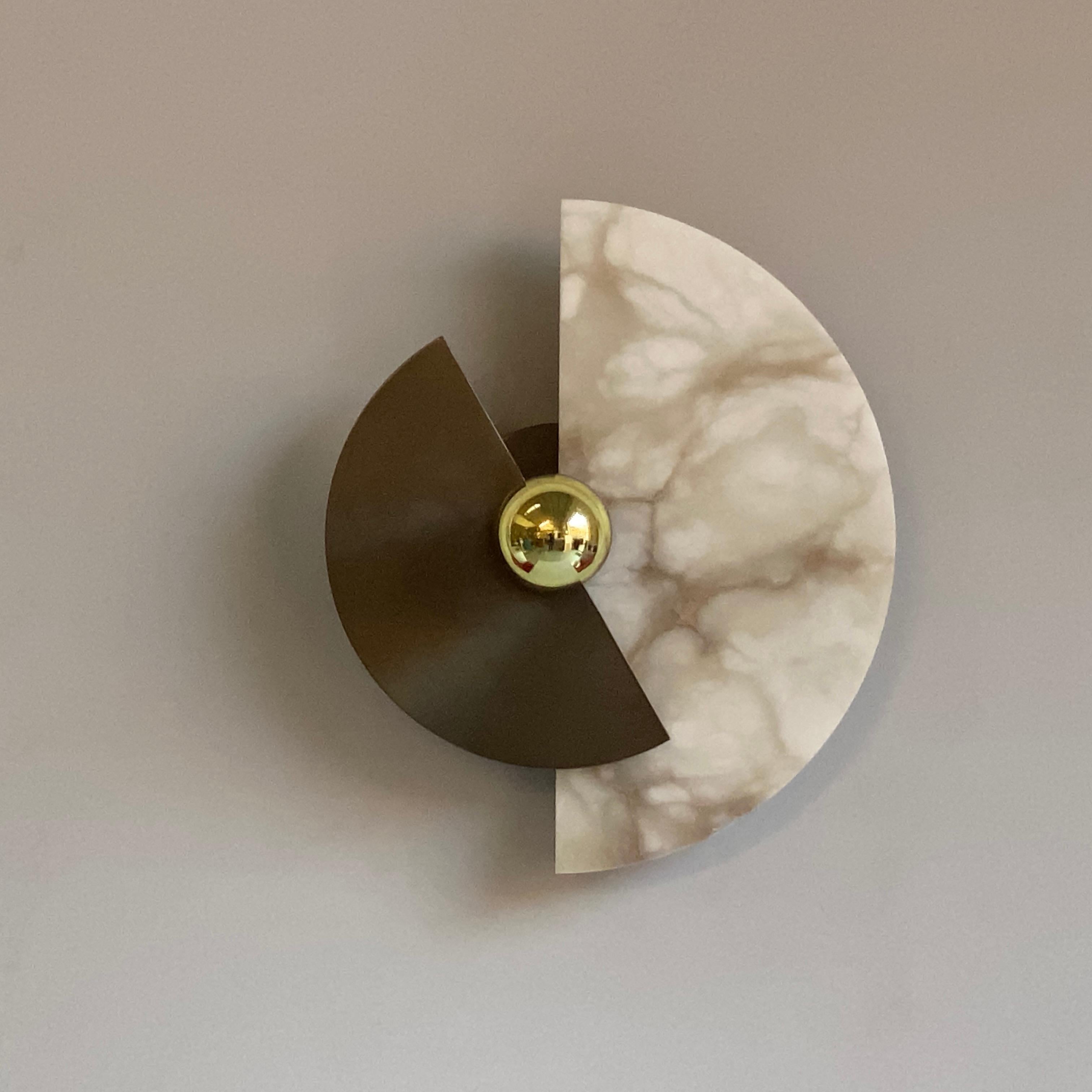 Bespoke Matlight Art Deco Style Half Moon Rotating Bronzed Sconce in Alabaster 12