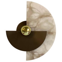 Bespoke Matlight Art Deco Style Half Moon Rotating Bronzed Sconce in Alabaster
