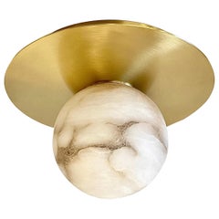 Bespoke Matlight Italian Alabaster Moon Minimalist Satin Brass Round Flushmount