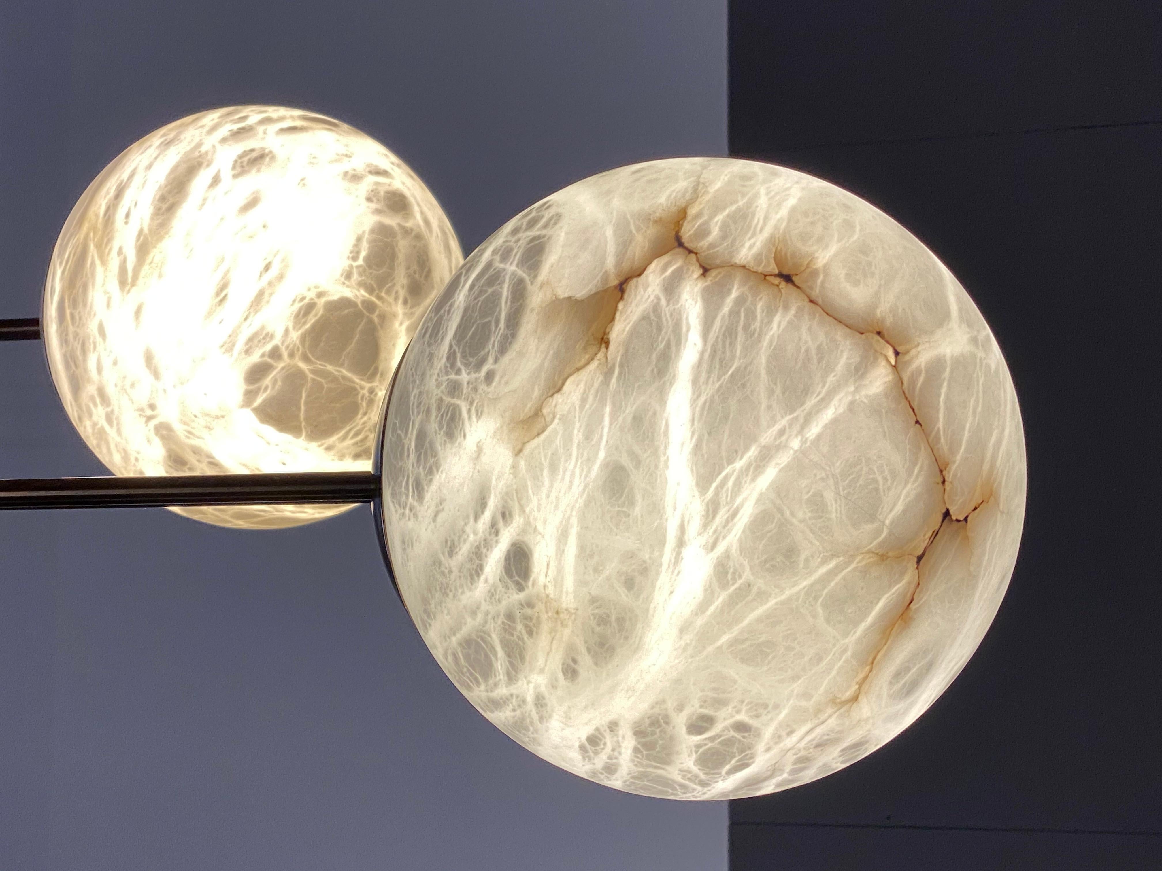 Bronzed Bespoke Maxi Alabaster Moon Pendant, H 100 For Sale