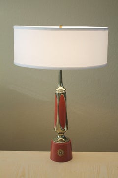 Bespoke Mid Century Modern Brass Laurel Lamp Rust-Orange Accents! Richard Barr