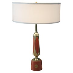Vintage Bespoke Mid Century Modern Brass Laurel Lamp Rust-Orange Accents! Richard Barr  