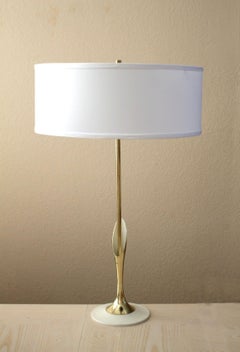 Bespoke Mid Century Modern Brass Laurel Lamp. White Richard Barr Clean Design.