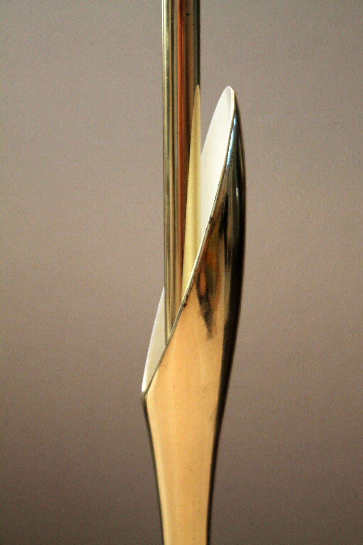 American Bespoke Mid Century Modern Brass Laurel Lamp. White Richard Barr Clean Design.  For Sale