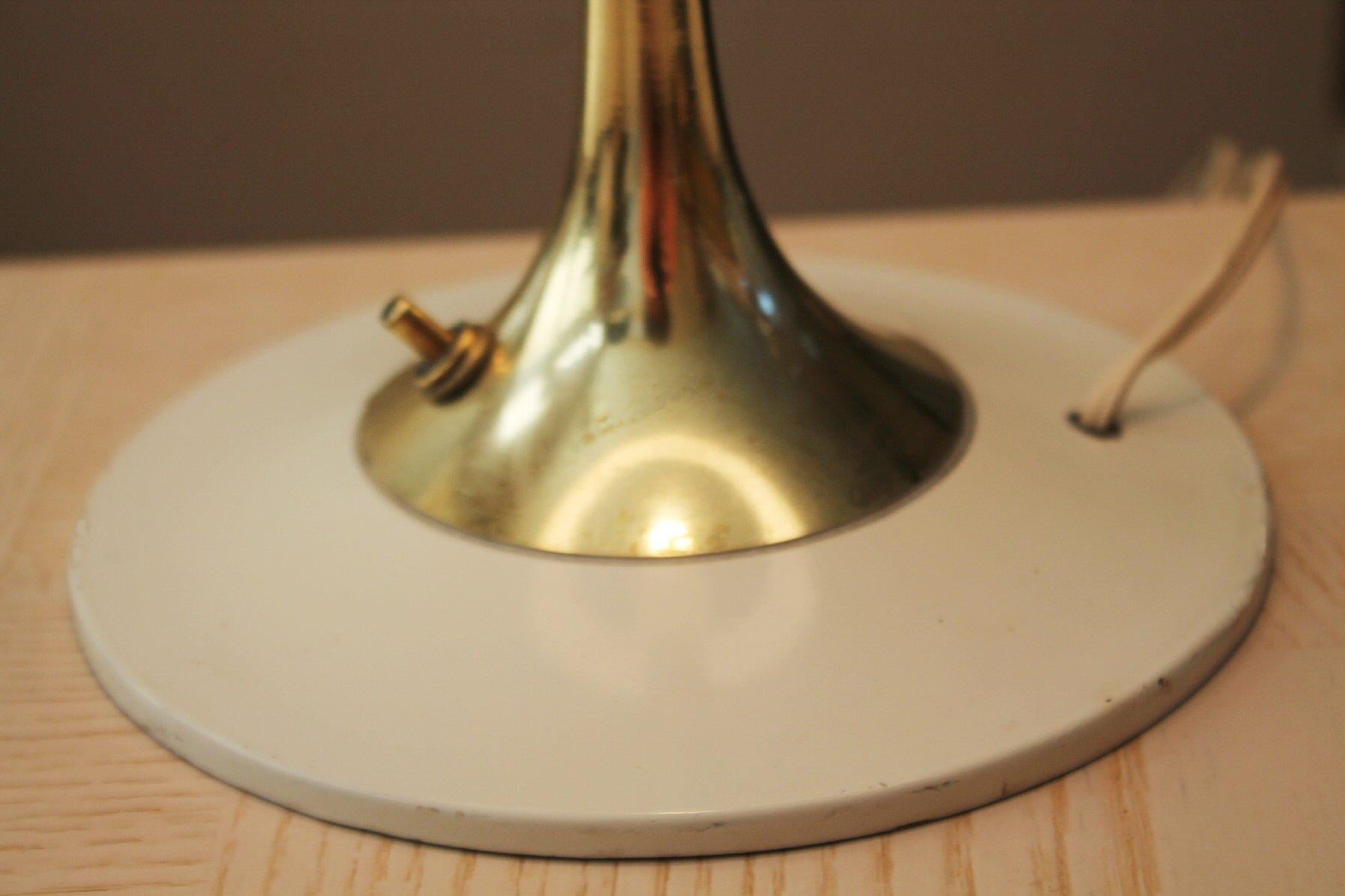 Hand-Crafted Bespoke Mid Century Modern Brass Laurel Lamp. White Richard Barr Clean Design.  For Sale