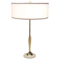 Bespoke Mid Century Modern Brass Laurel Lamp. White Richard Barr Clean Design. 