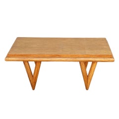 Bespoke Mid-century Stepped Oak Coffee Table w/ Knife Legs by Manheim House