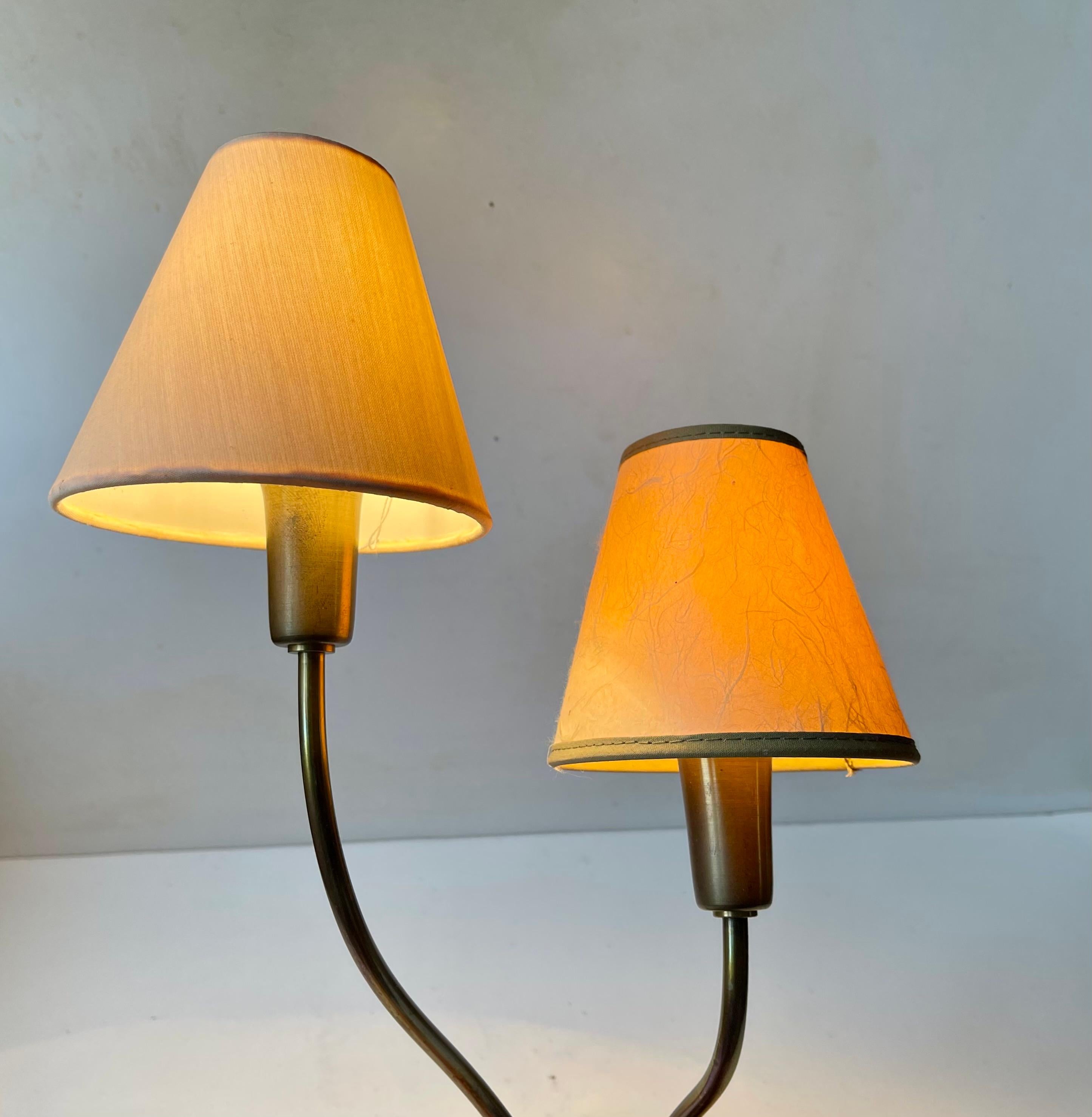 Mid-Century Modern Bespoke Midcentury Italian Dual Wall Sconce in Brass, 1950s For Sale