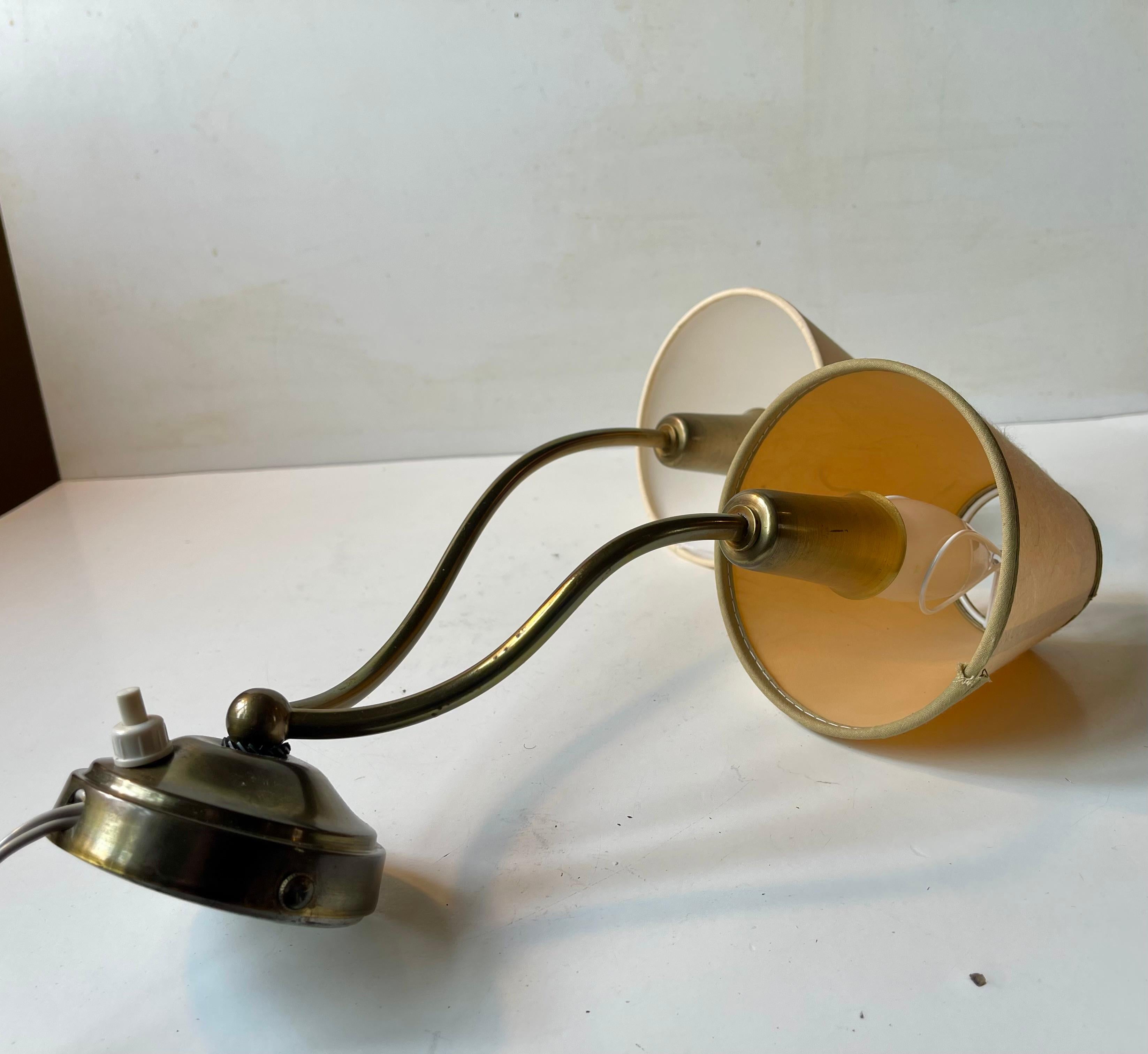 Mid-20th Century Bespoke Midcentury Italian Dual Wall Sconce in Brass, 1950s For Sale