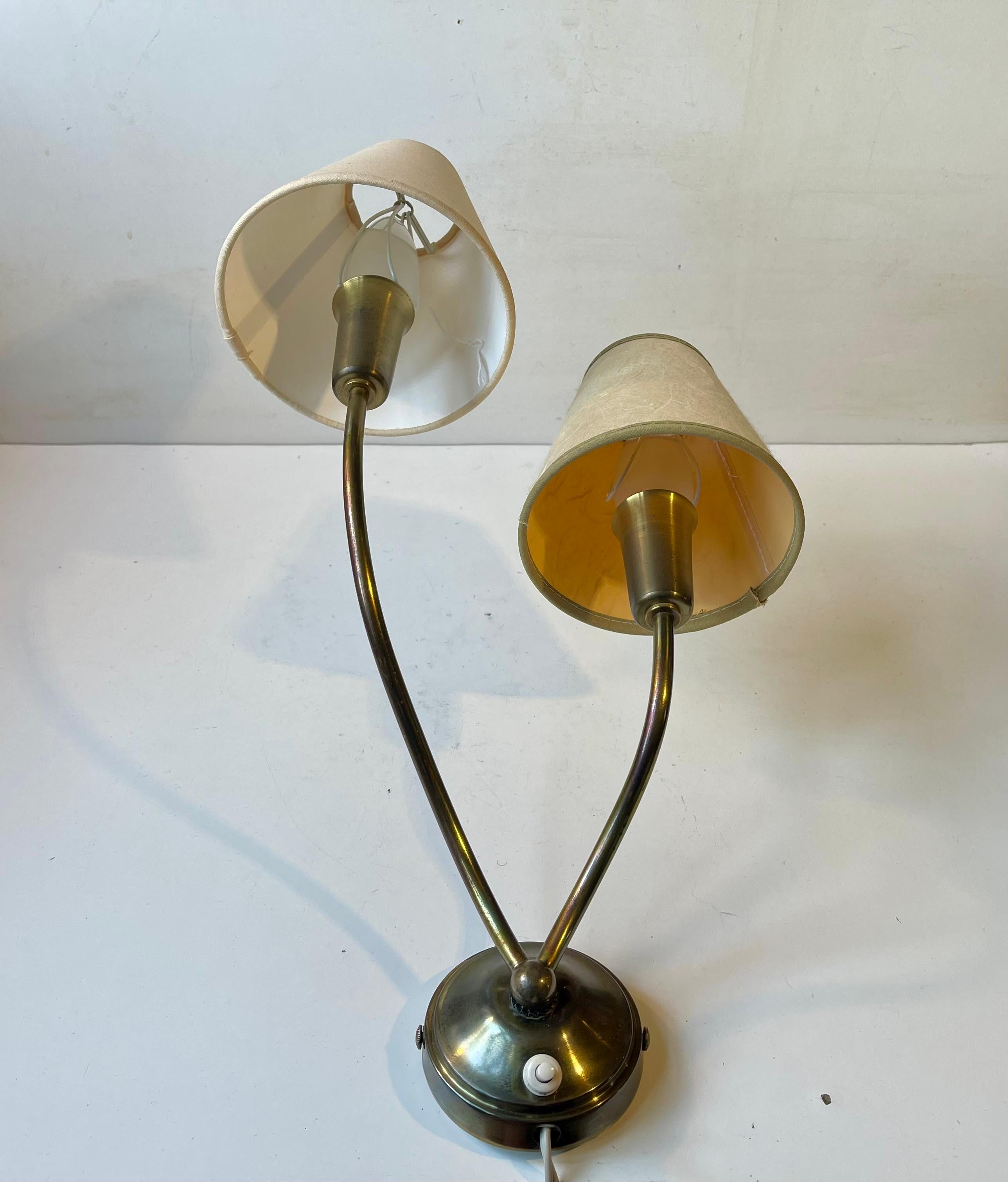 Bespoke Midcentury Italian Dual Wall Sconce in Brass, 1950s For Sale 1