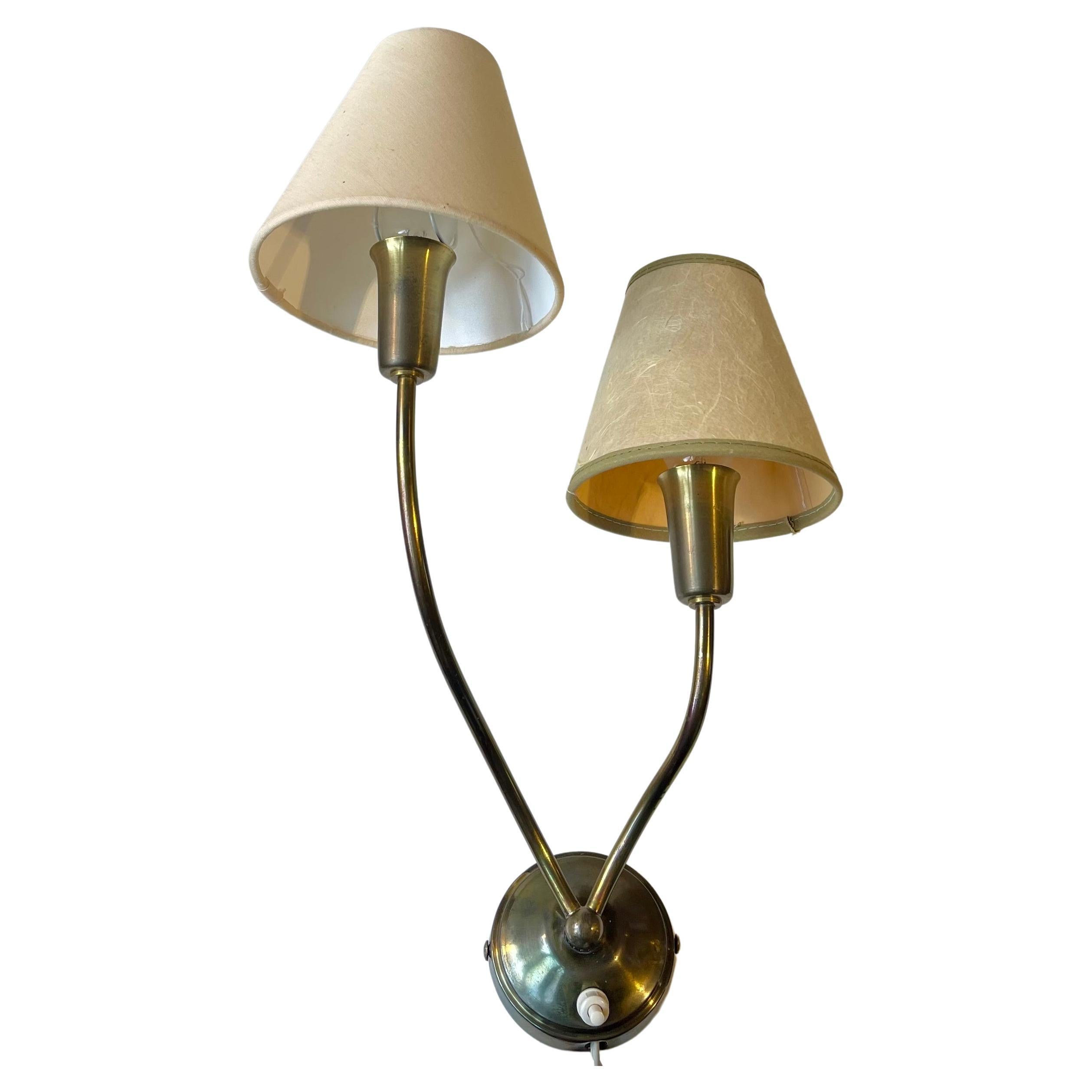 Bespoke Midcentury Italian Dual Wall Sconce in Brass, 1950s For Sale