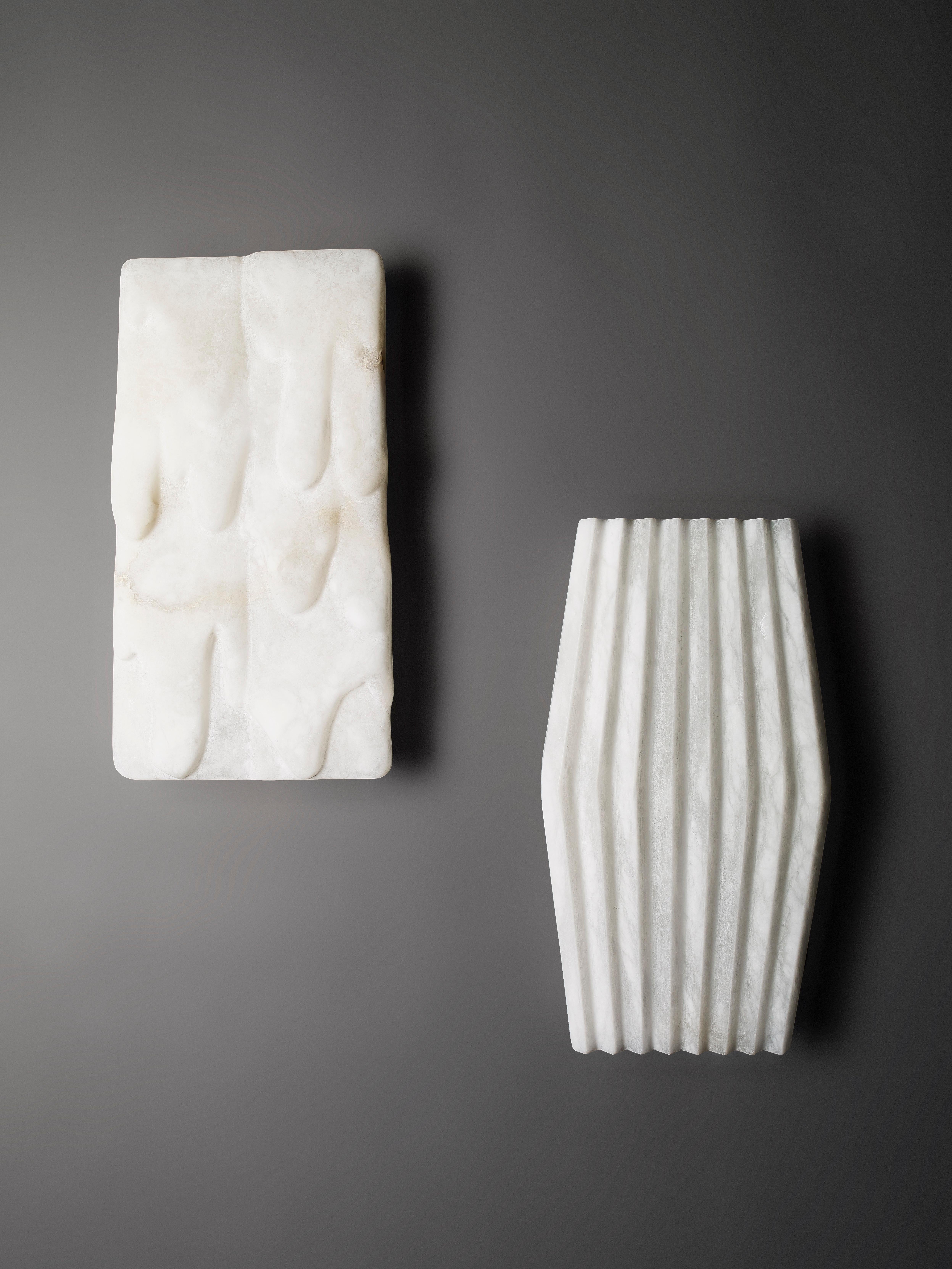 Bespoke Minimalist Italian Neoclassical Drop Decor White Alabaster Modern Sconce 1