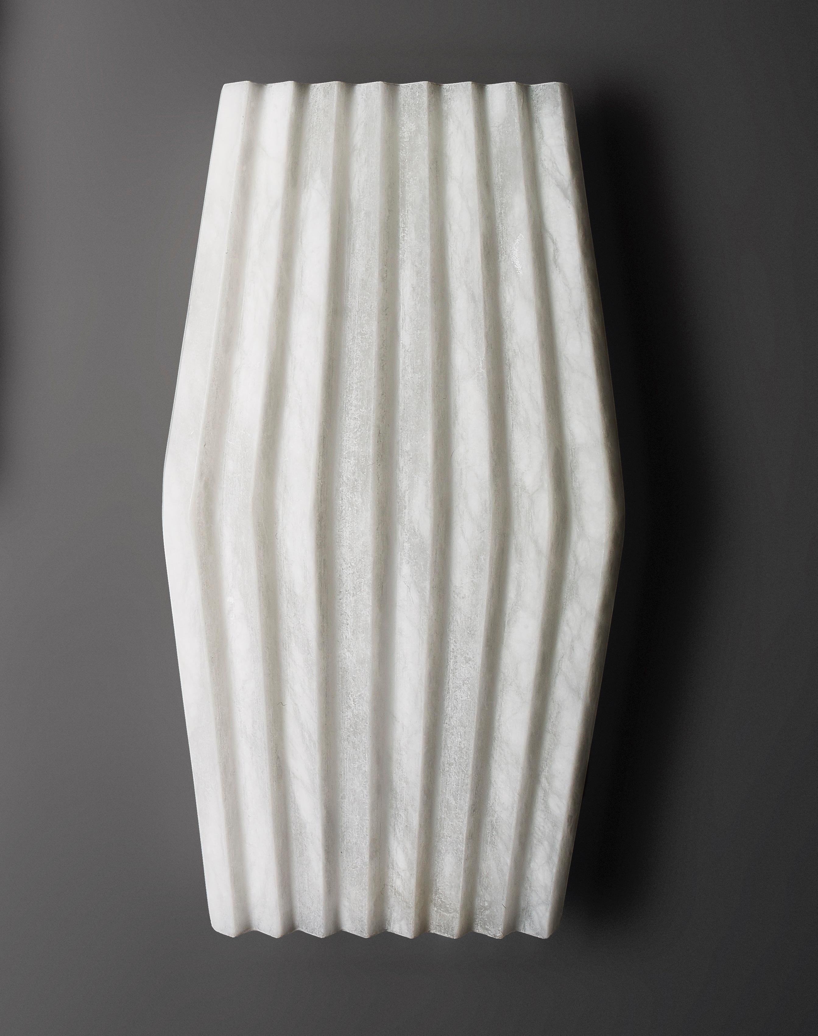 Organic Modern Bespoke Minimalist Italian Neoclassical White Alabaster Geometric Modern Sconce