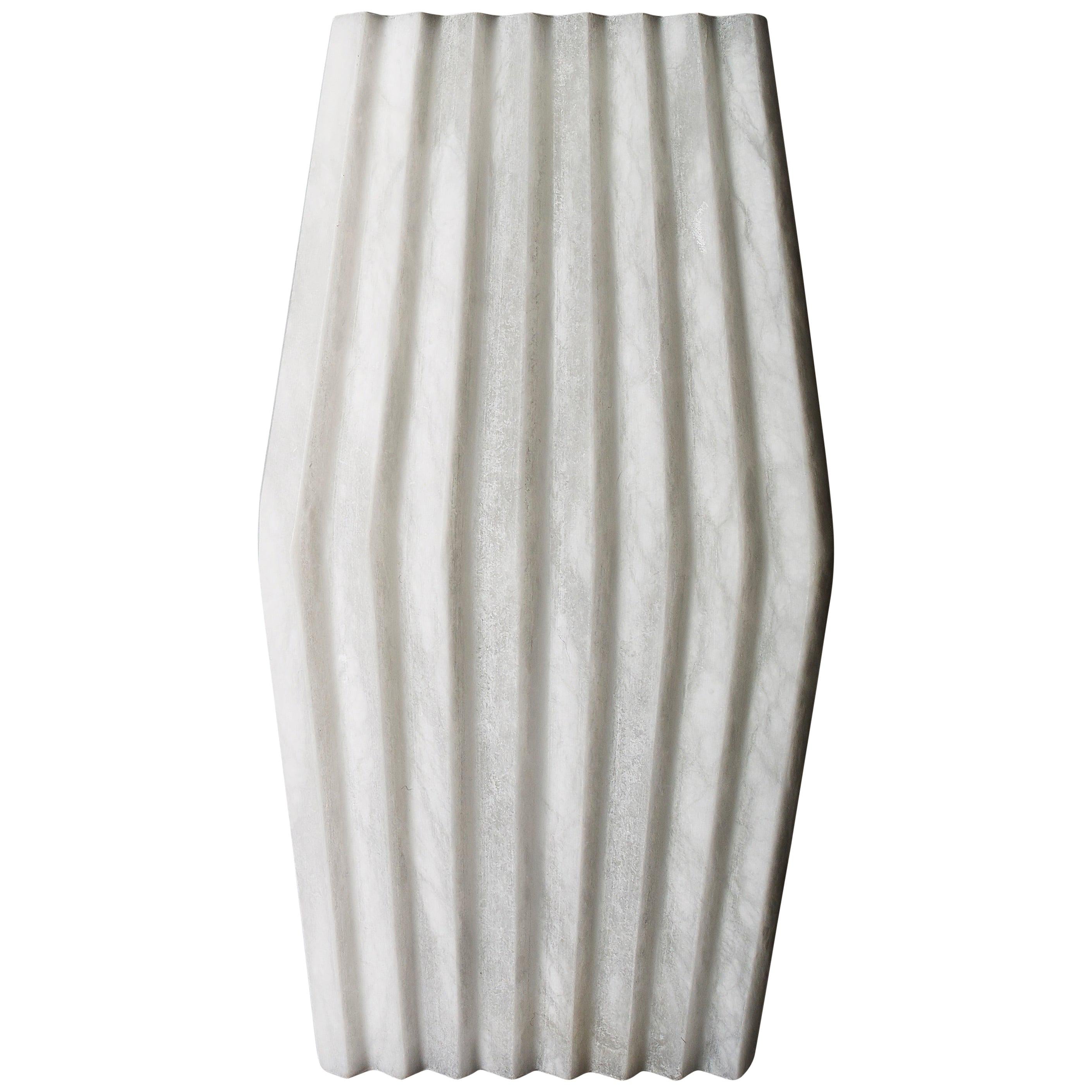 Bespoke Minimalist Italian Neoclassical White Alabaster Geometric Modern Sconce