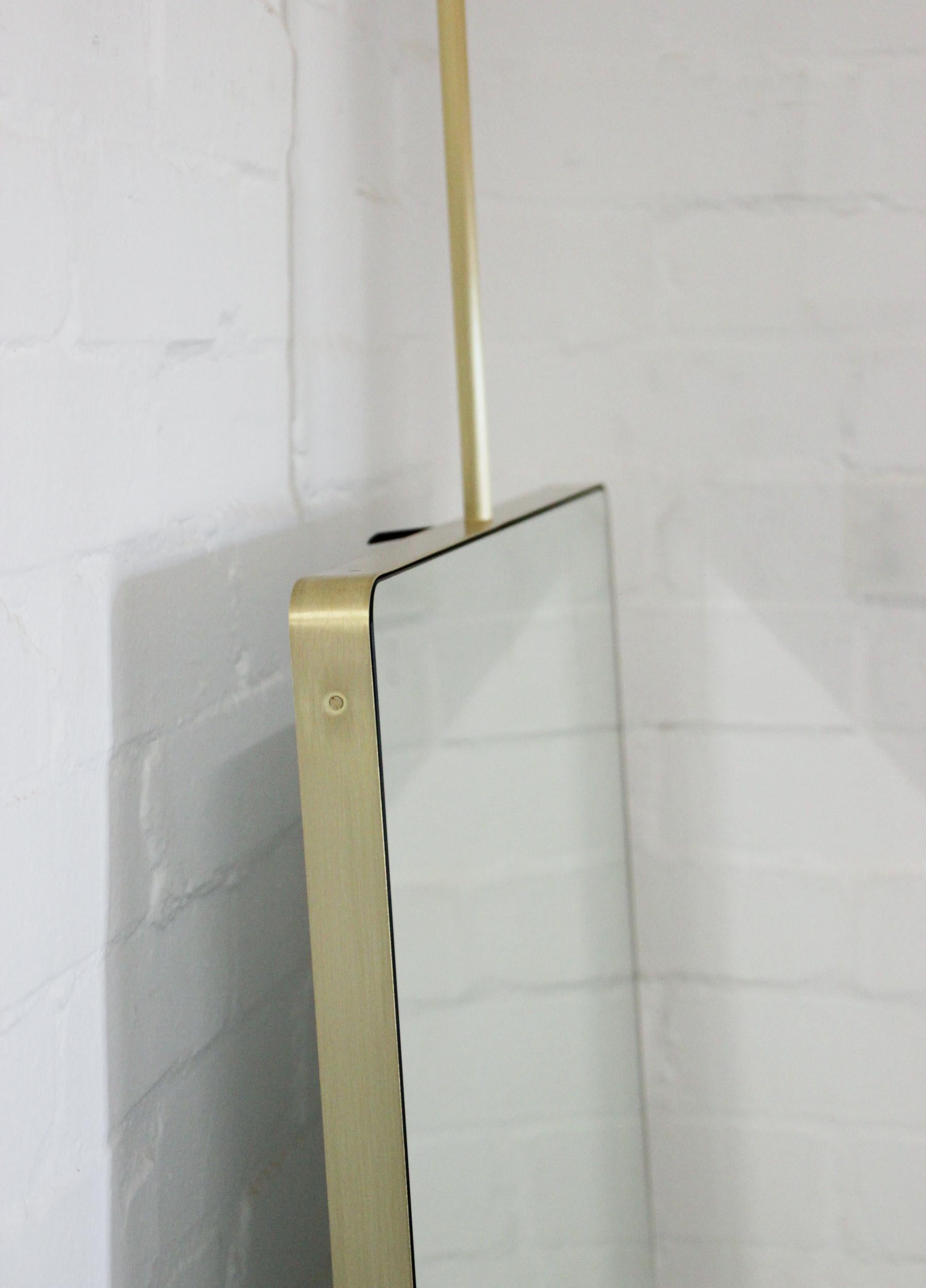 Brushed Bespoke Mirror for Elizabeth Octagon Suspended Mirror Brass Patinated