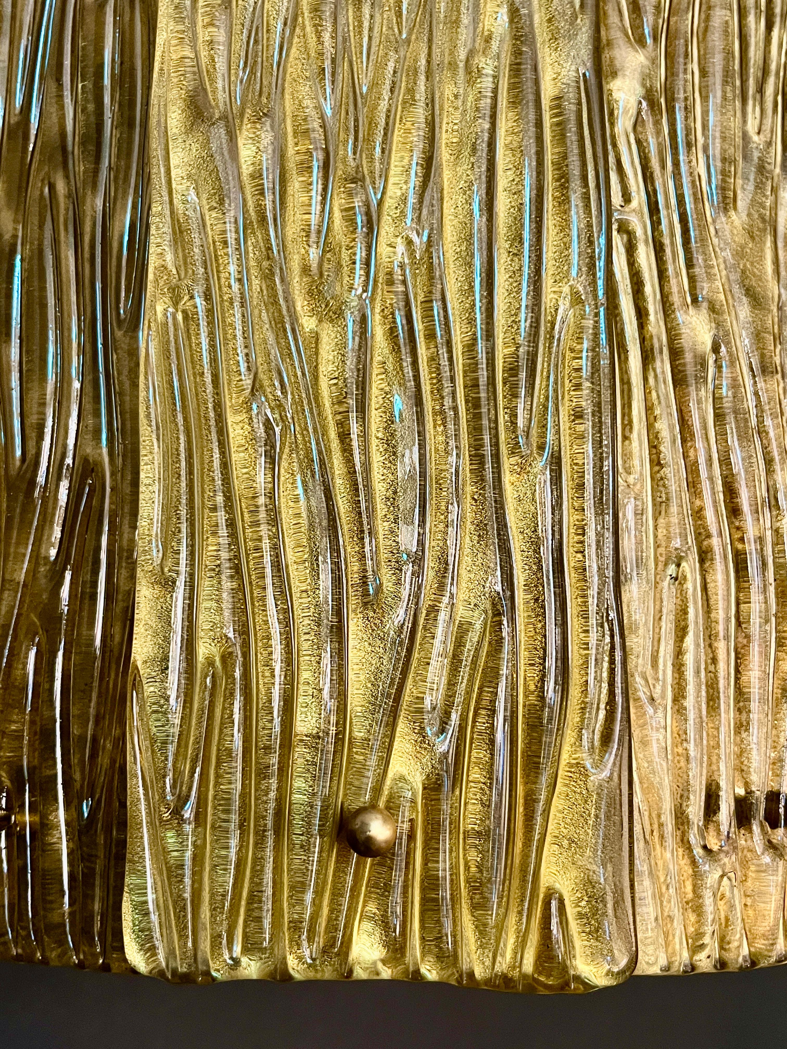 Bespoke Modern Art Deco Italienisch Gold Murano Glas Messing Laterne / Kronleuchter (Handgefertigt) im Angebot