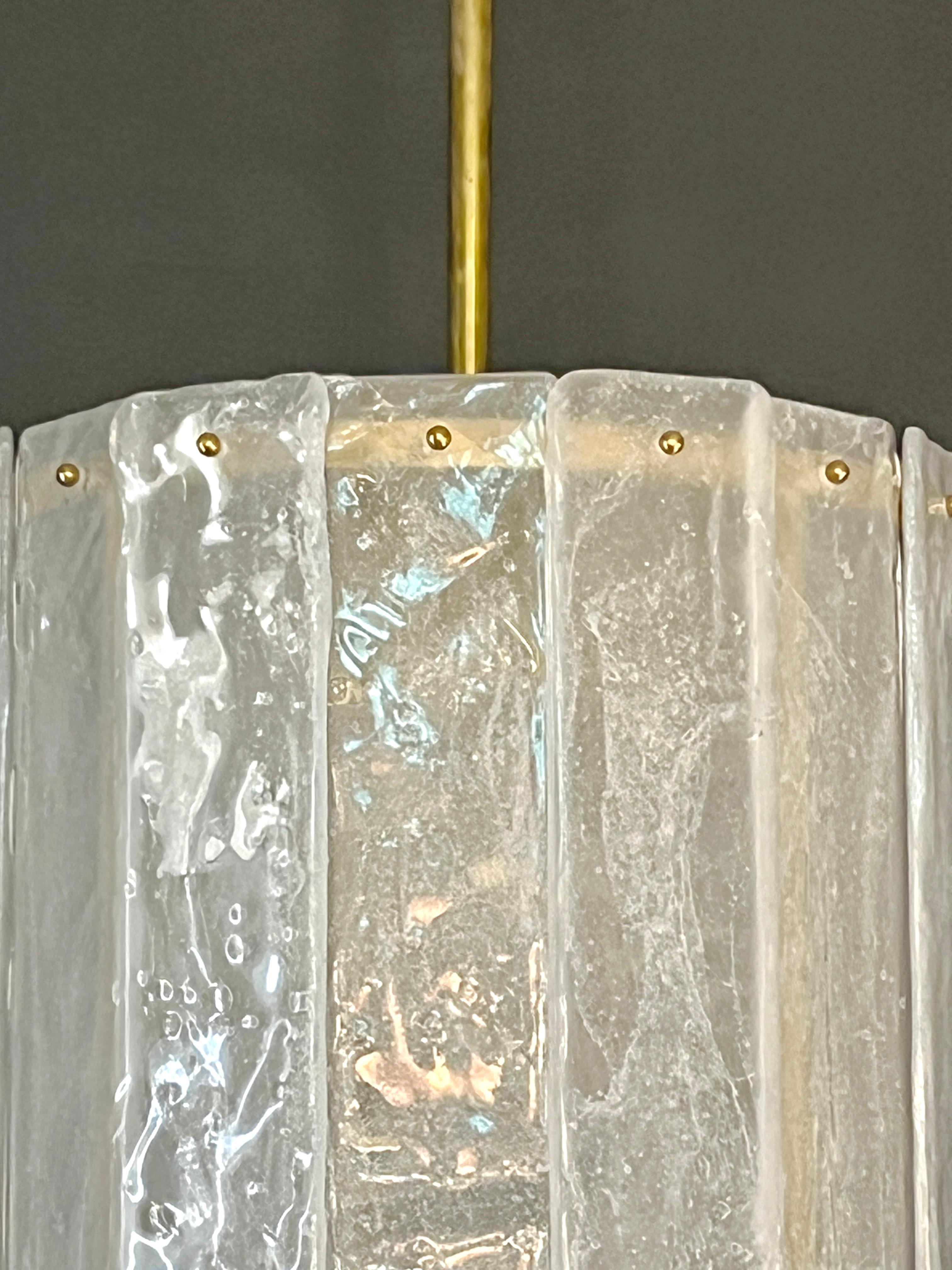 Bespoke Modern Art Deco Italian White Murano Glass Brass Lantern / Chandelier In New Condition For Sale In New York, NY