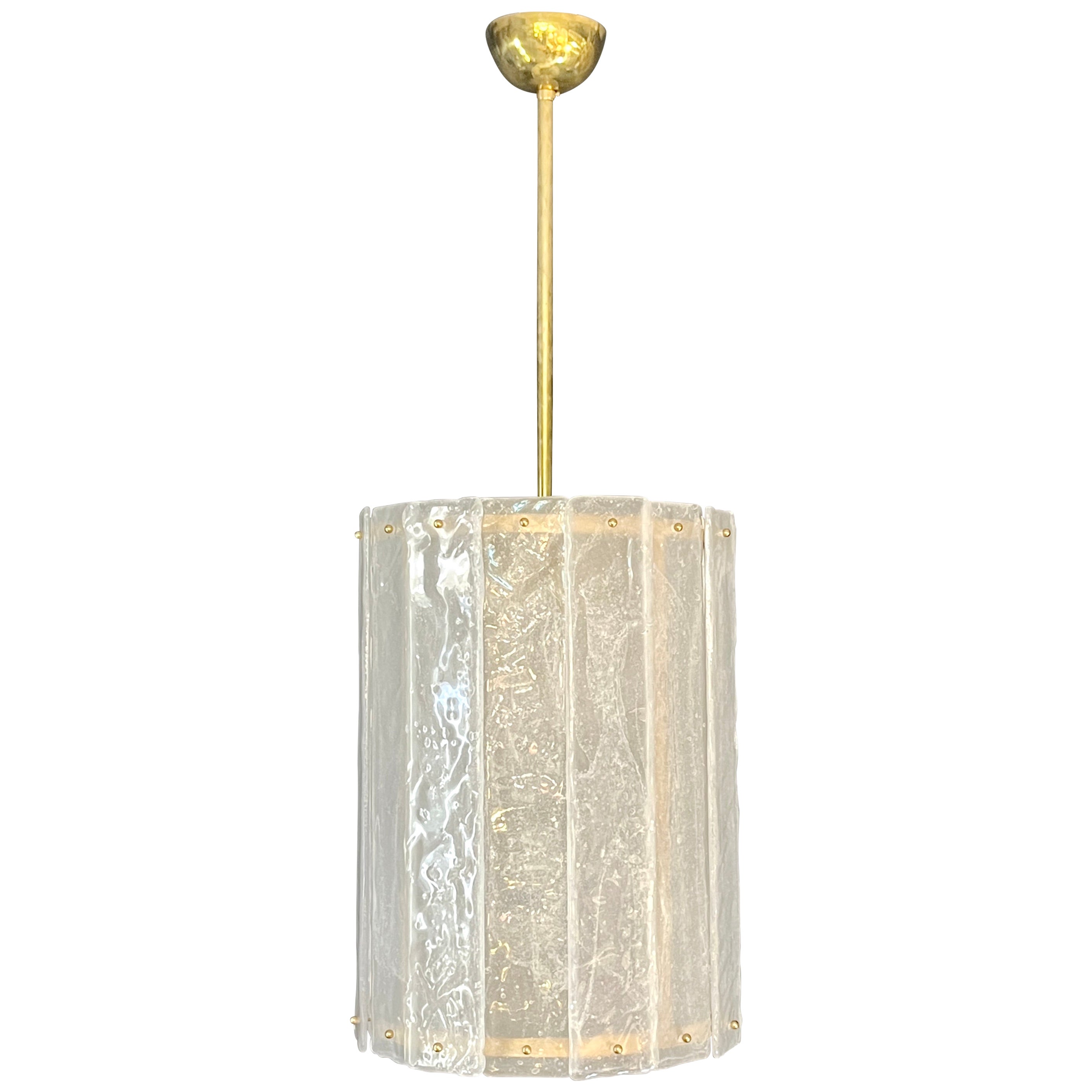 Lanterna / lampadario su misura in vetro di Murano bianco italiano Art Deco moderno