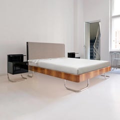 Bespoke Modern Contemporary Double Bed with Bedside Cabinets in Handcrafted Wood