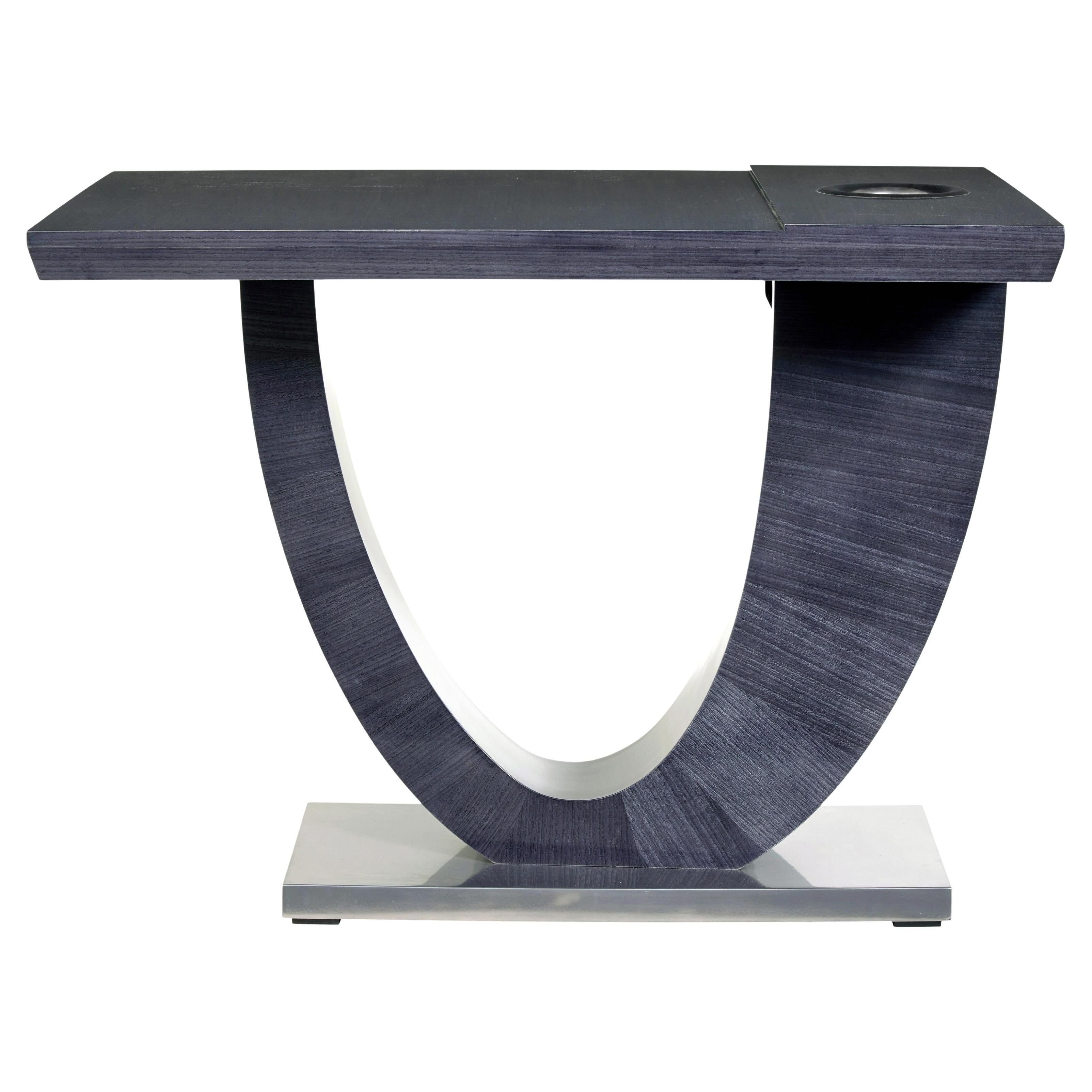 Table de bar à vin Kaelo en sycomore gris, moderne et sur mesure en vente